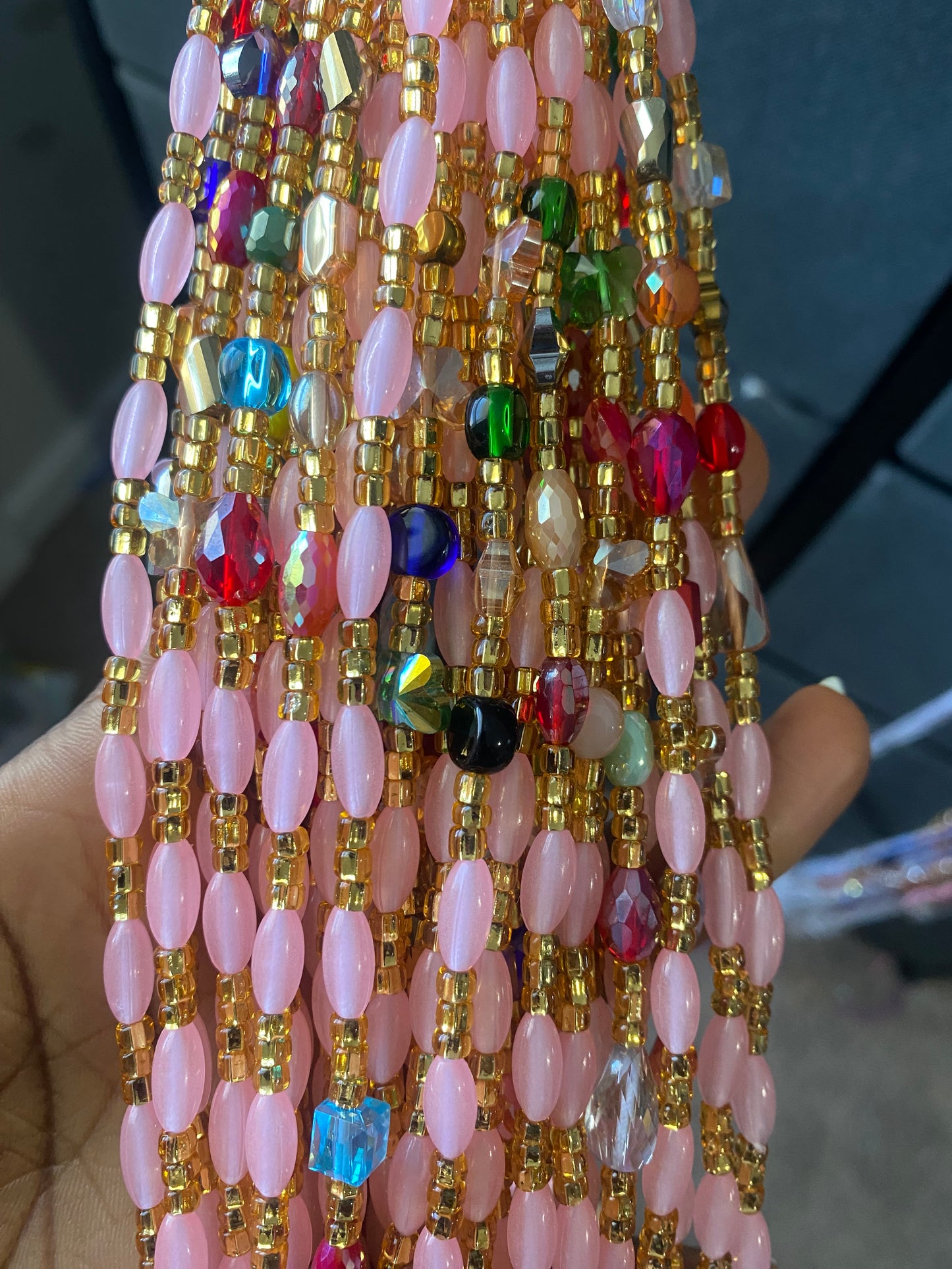 Soft Glow in the Dark  Waist Bead  waistBeads-  Tie On Waist Beads- 45”-50.