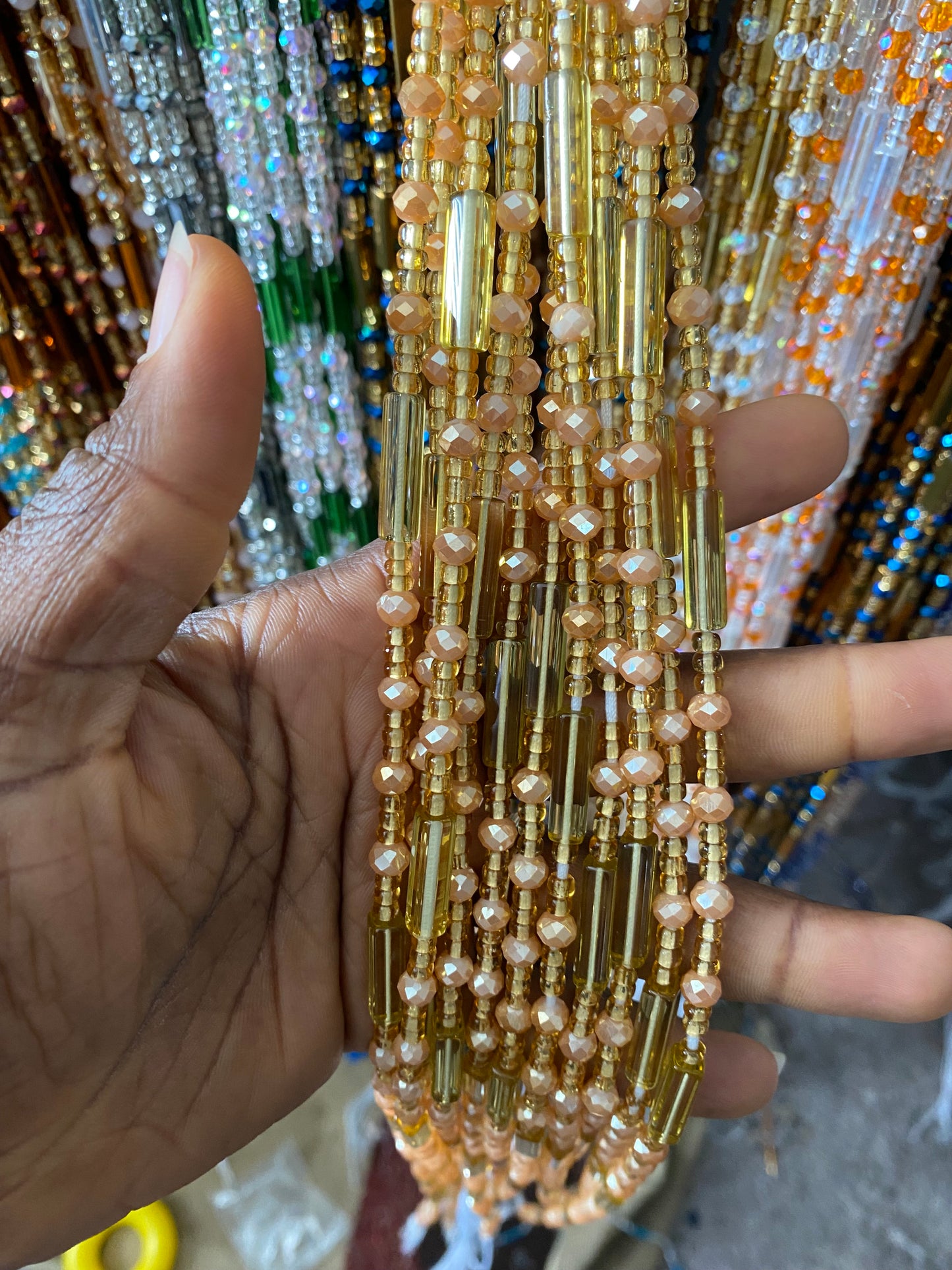 Wholesale African Waist Beads – Crystal Tie-On Strands 45”–50” (Bulk 25pcs Pack)