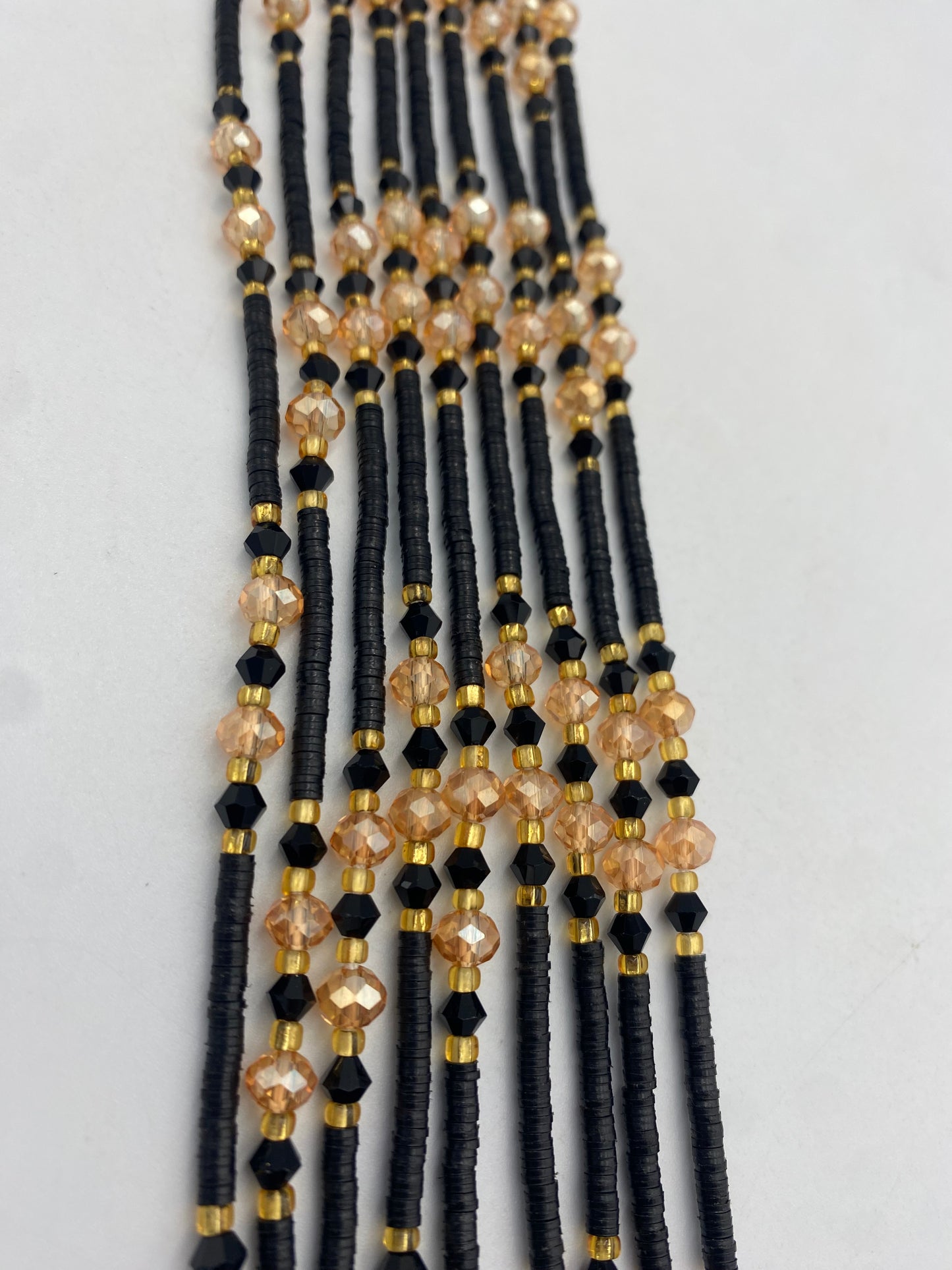 Vinyl Flat Disc Waist Bead | Clay Beads African Waist Beads | Adjustable Tie-On 45”–50”