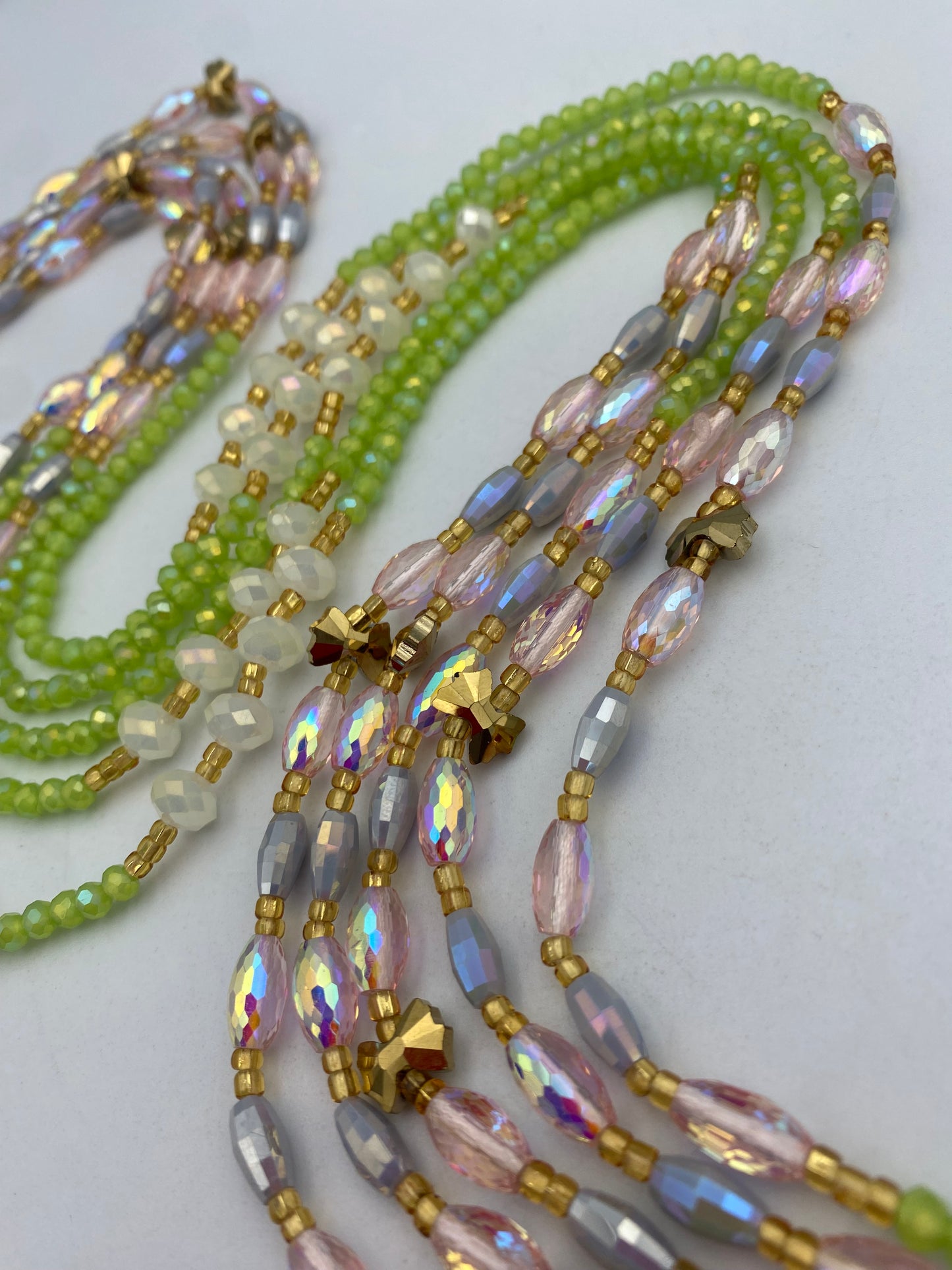 Lime Green Crystal Waist Bead | Waist Beads – Luxury Tie-On Beaded Jewelry | Body Adornment & Weight Tracking | Price Per Item | 45–Inches