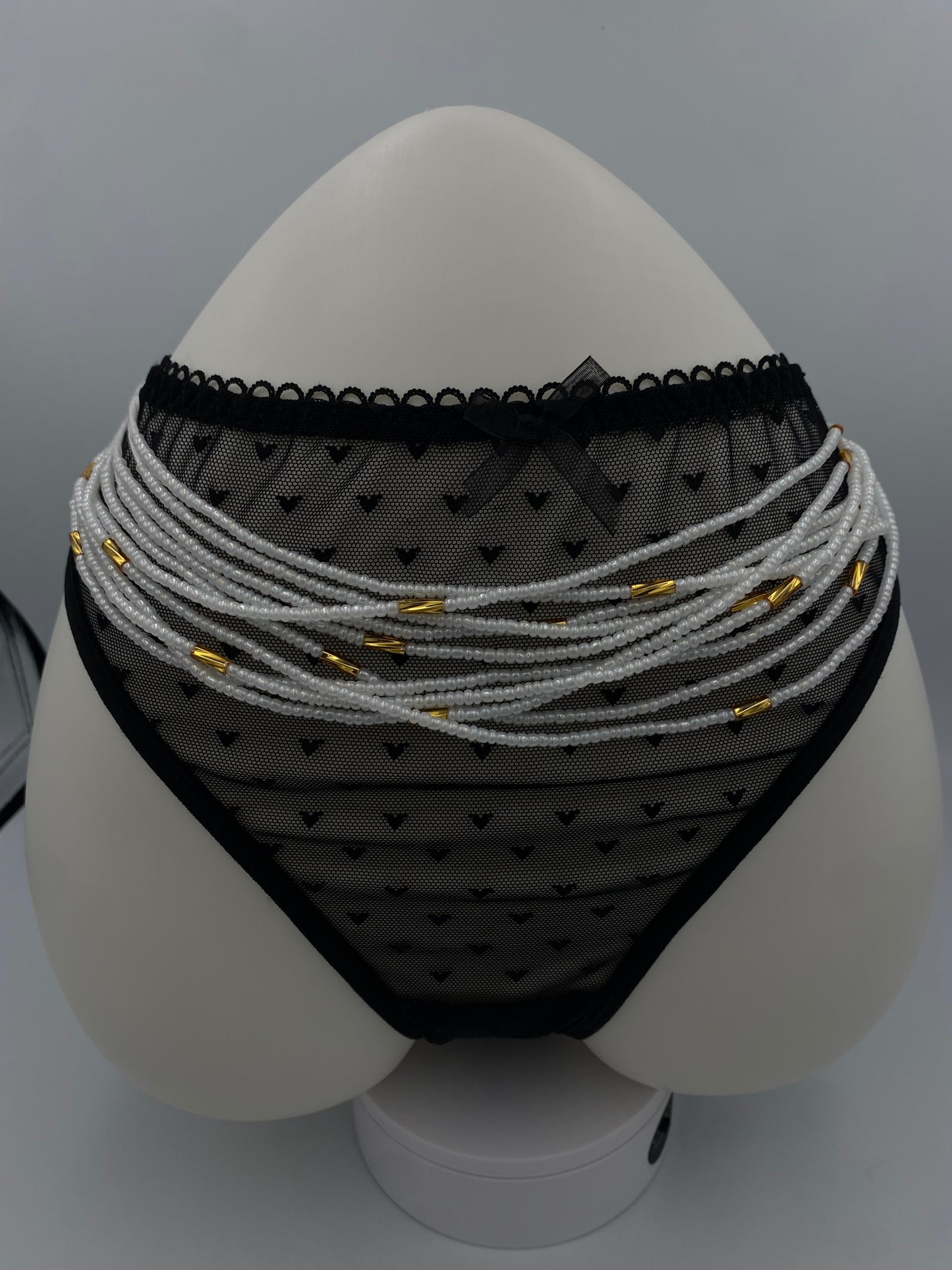 Luxury White & Gold Waist Beads | African Body Jewelry | Price per Waist Bead (45”-50”) – Tie-On