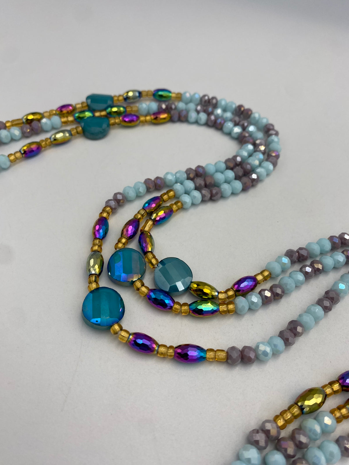 Blue & Gray Luxury Crystal Waist Bead 45”| 1 PC