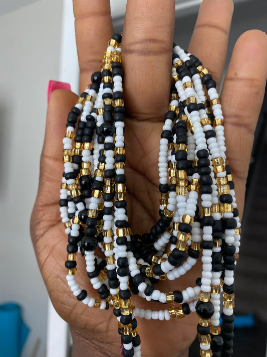 Precious~ Waist Bead with Onyx Gemstones - Tie on