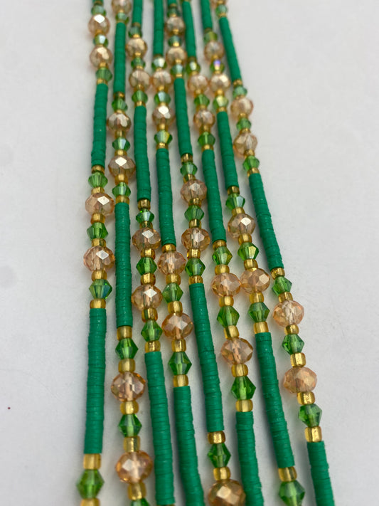 Vinyl Flat Disc Waist Bead | Clay Beads African Waist Beads | Adjustable Tie-On 45”–50”