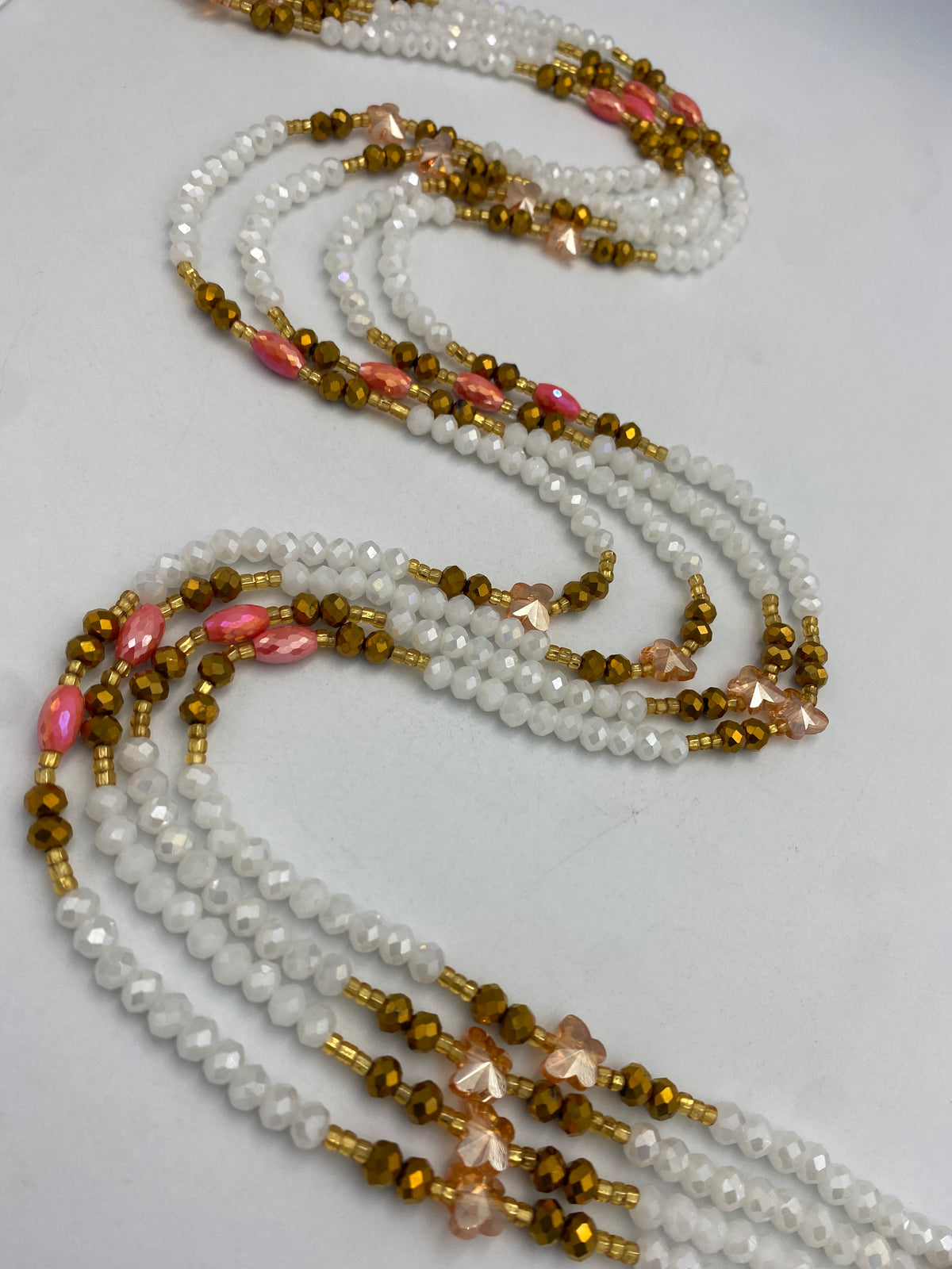 White Luxury Crystal Waist Bead 45”| 1 PC