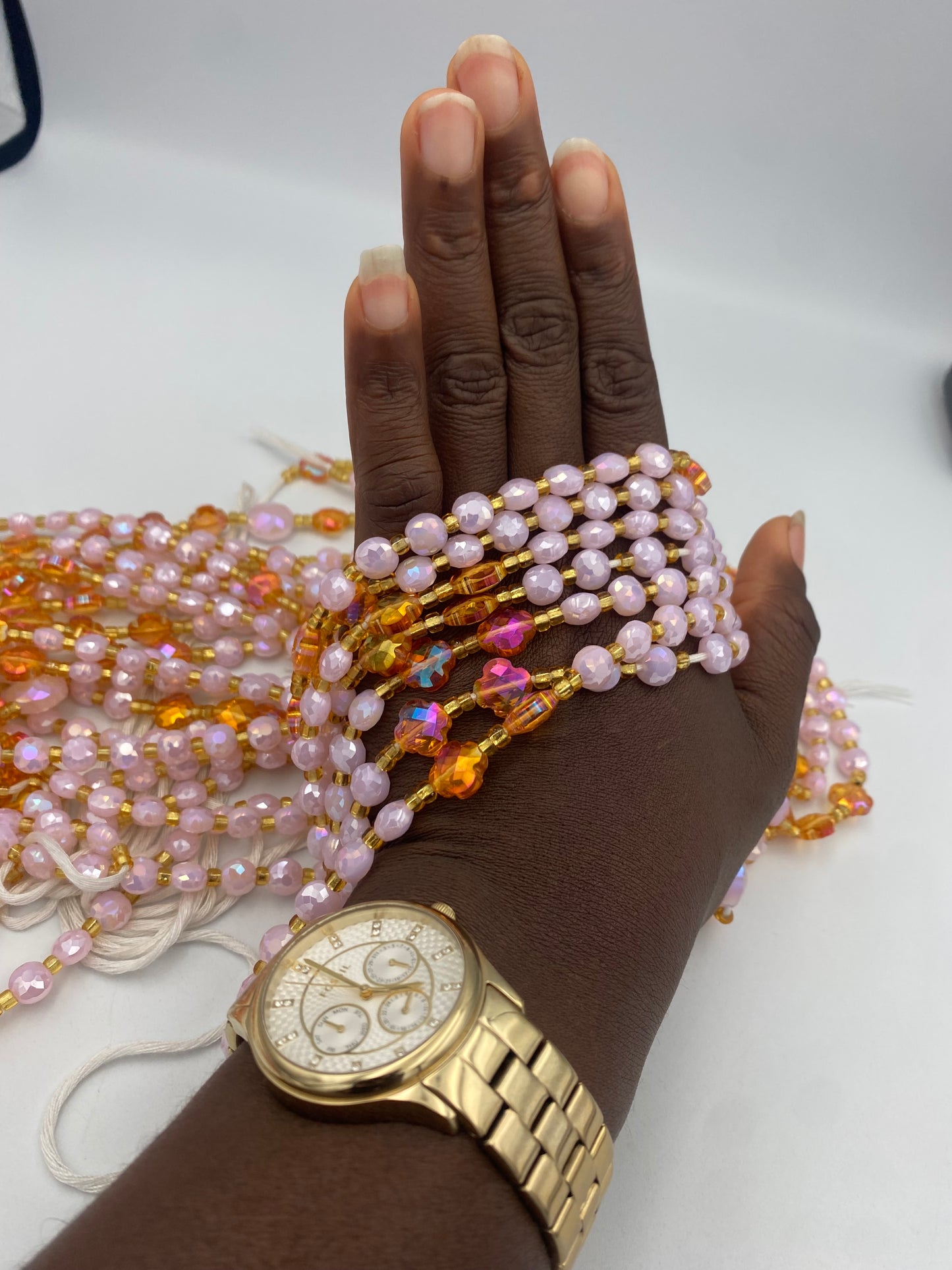 Hannah - Pink Luxury Crystal Waistbeads- Price per Waistbead- Tie On