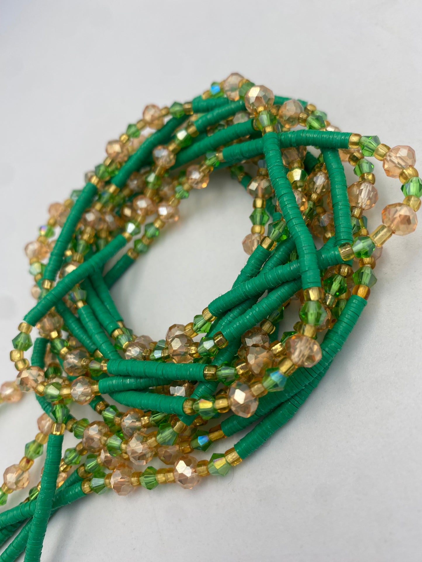 Vinyl Flat Disc Waist Bead | Clay Beads African Waist Beads | Adjustable Tie-On 45”–50”