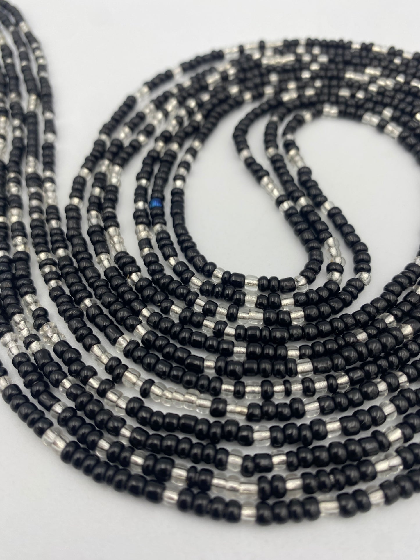 Black and Silver- Tie On Waist Bead