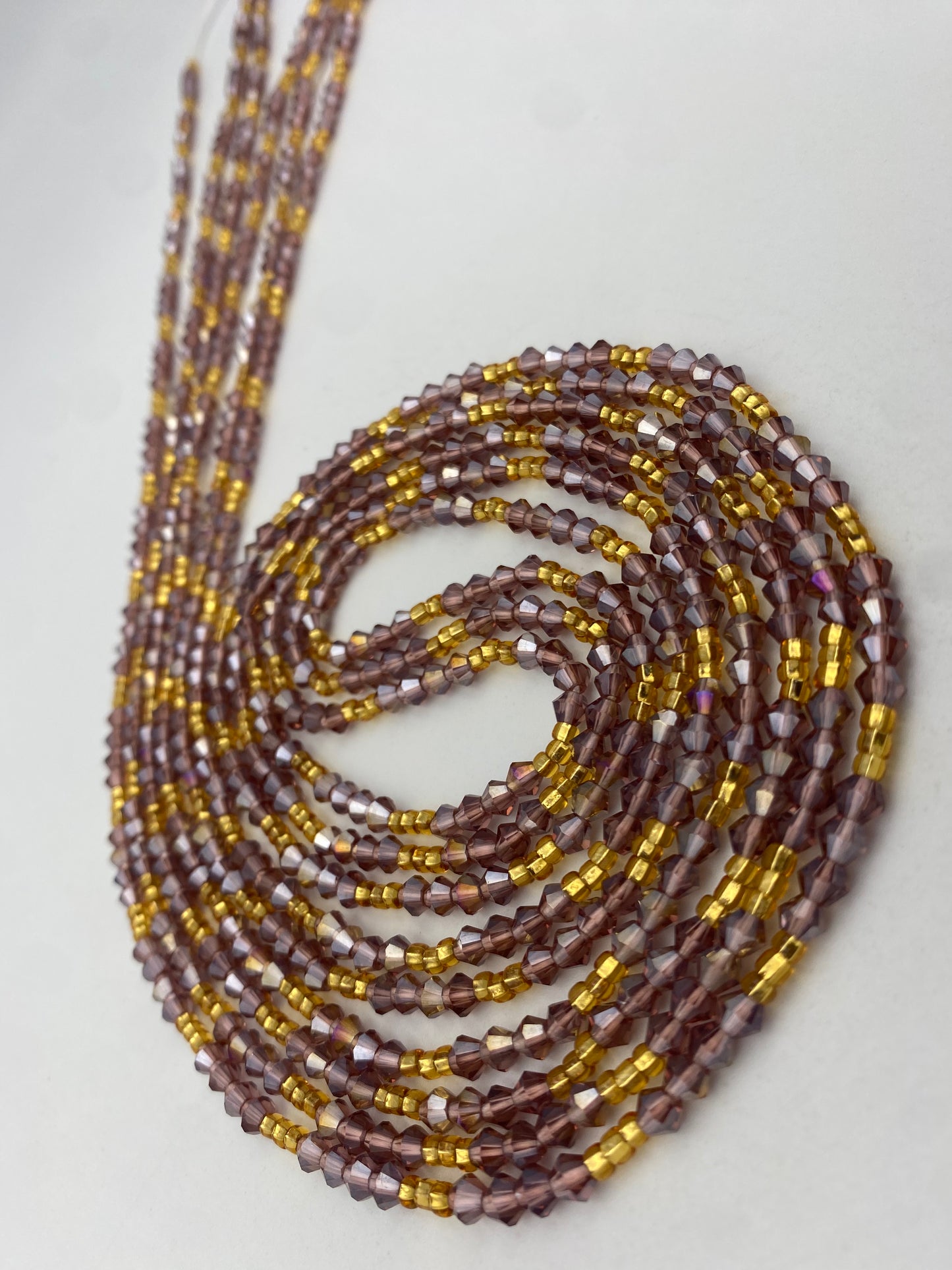 Variety of Crystal Waist Beads, Bicones, Mini crystal Waistbeads-  Choose your Color- Price Per Item - Tie On 40”-50”