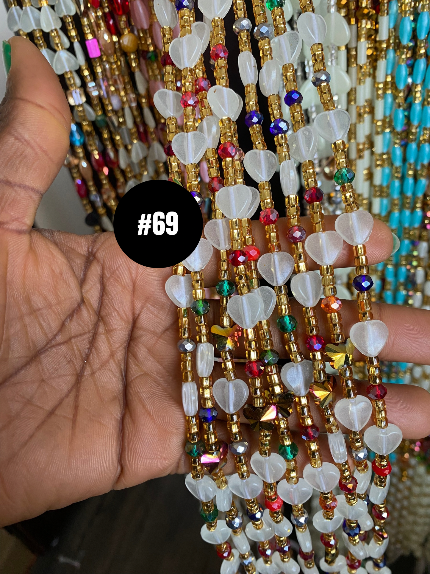 Soft Glow in the Dark  Waist Bead  waistBeads-  Tie On Waist Beads- 45”-50.