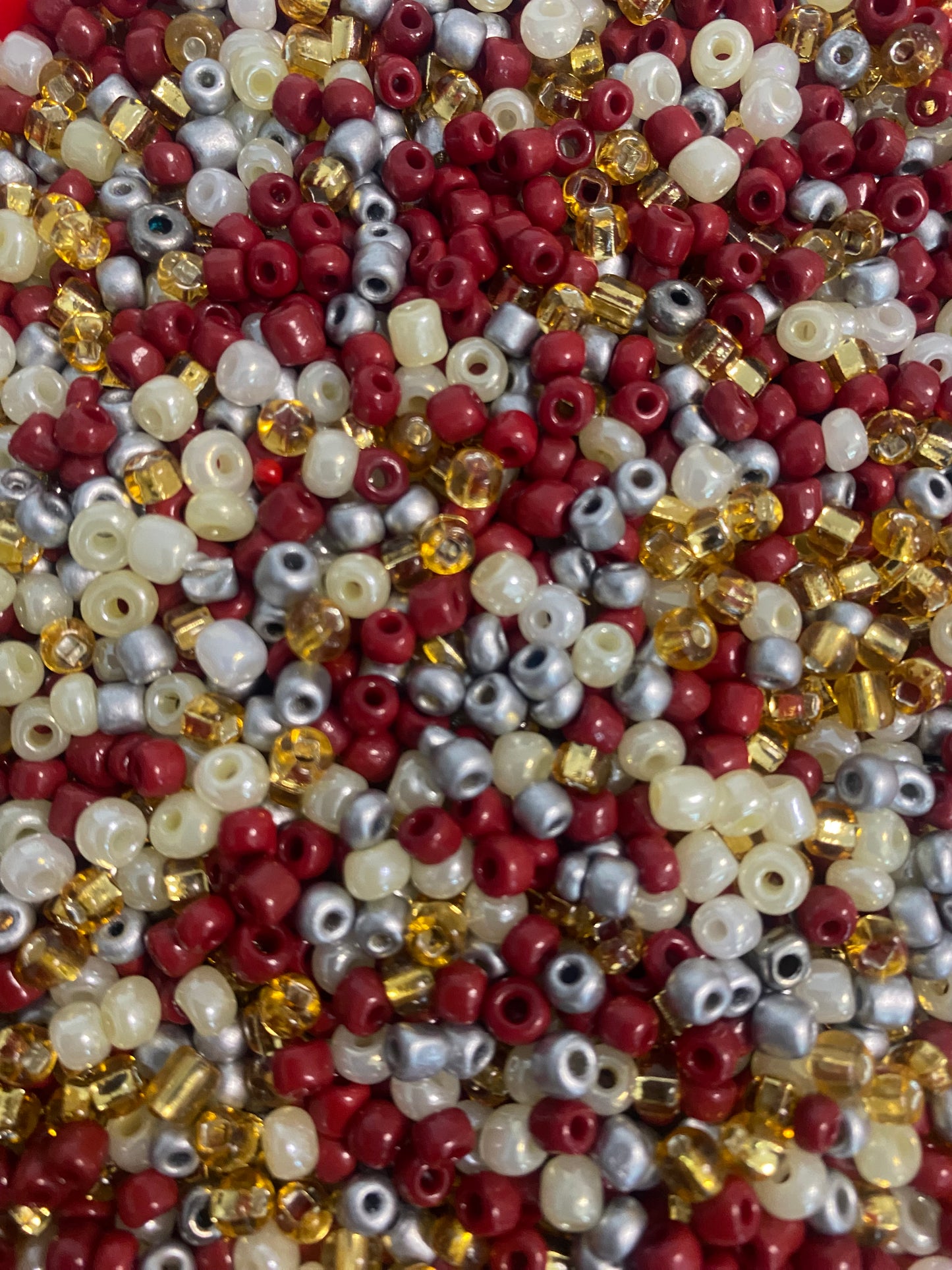 Mix Seed Beads- Multicolored- 4mm- 6/0 Glass Seed Beads For Jewelry Making,  Burgundy Pearly Cream, Gold and Metalic Silver Mix- DIY Waist beads, Bracelet Necklace Earrings