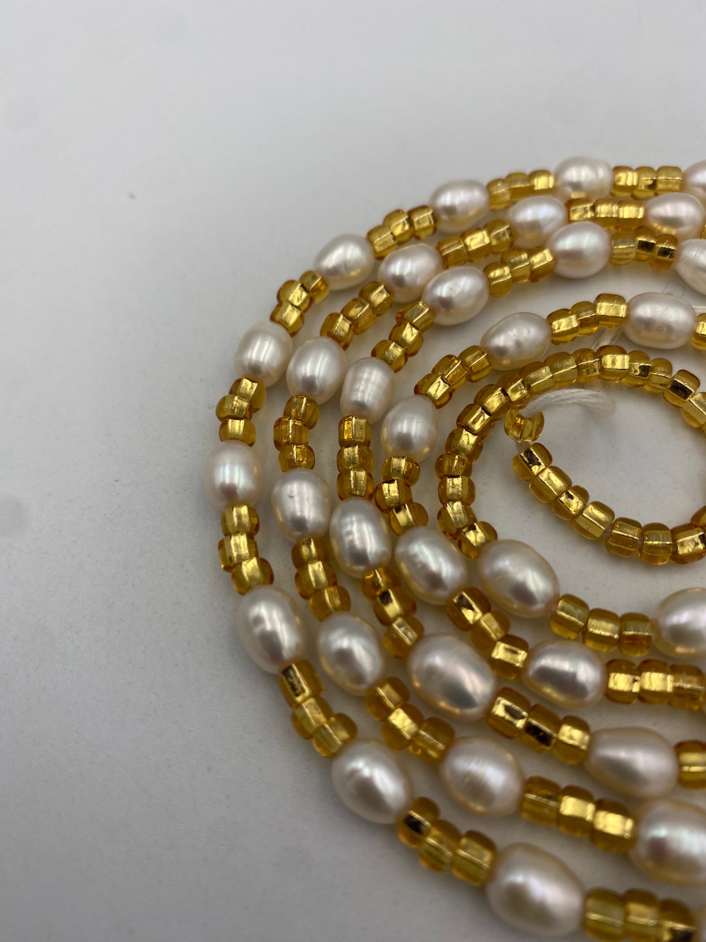 Freshwater Pearl & Crystal Waist Beads – 45” Permanent Tie-On Jewelry~ Choose Your design