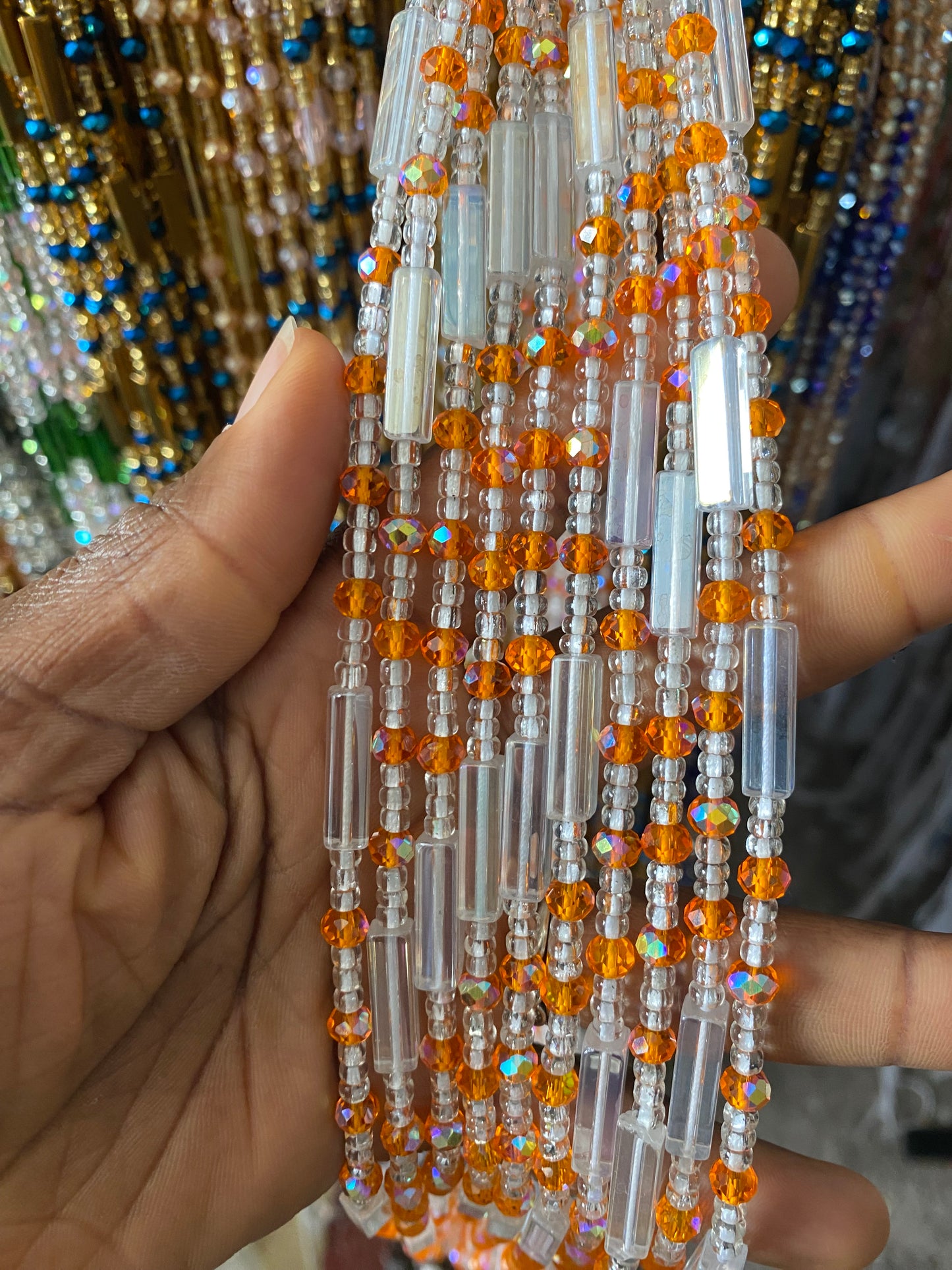 Wholesale African Waist Beads – Crystal Tie-On Strands 45”–50” (Bulk 25pcs Pack)