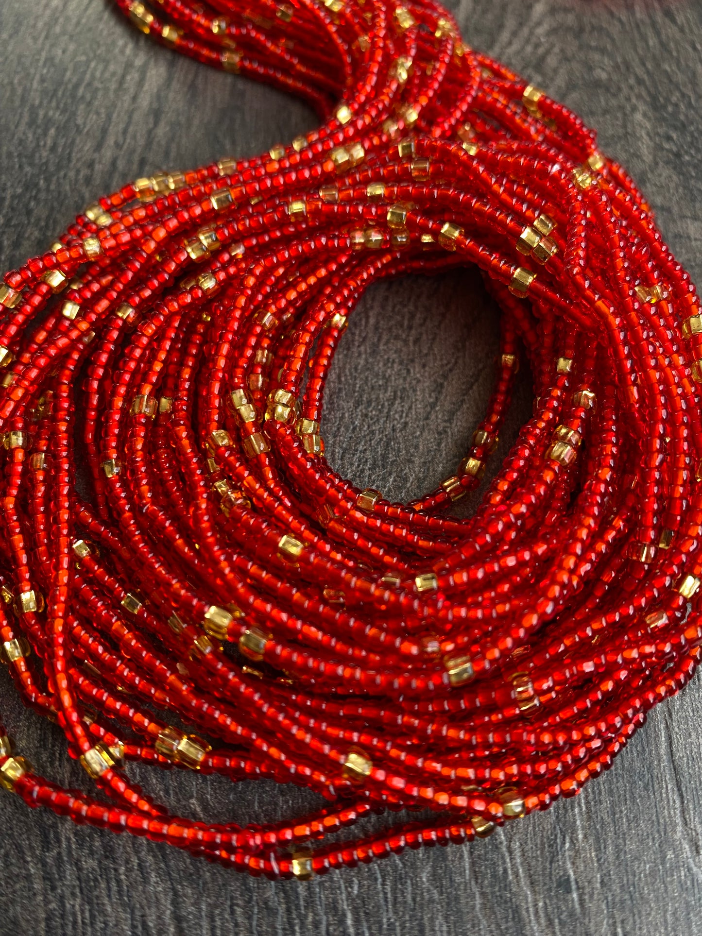 Red & Gold Waist Bead- Tie on