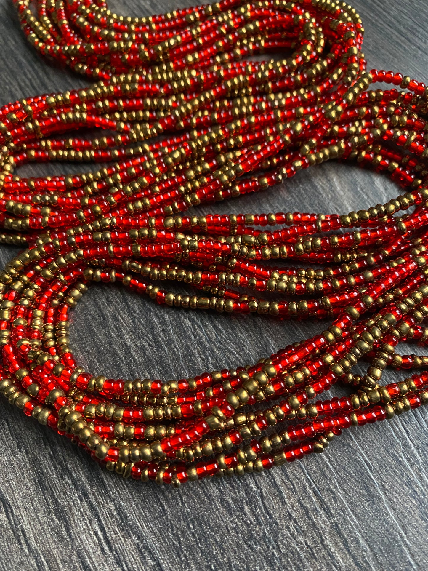 Red & Bronze Waist Bead – Luxury Tie-On Belly Beads for Women | Proverbs 31 Faith-Inspired Jewelry