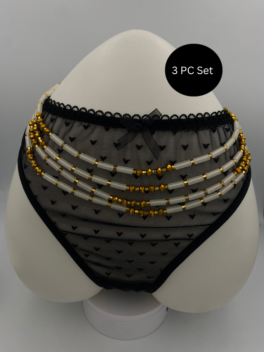 3 Pc Glow-in-the-Dark Waist Beads Set – Handmade Tie-On Beaded Jewelry 45”-50”