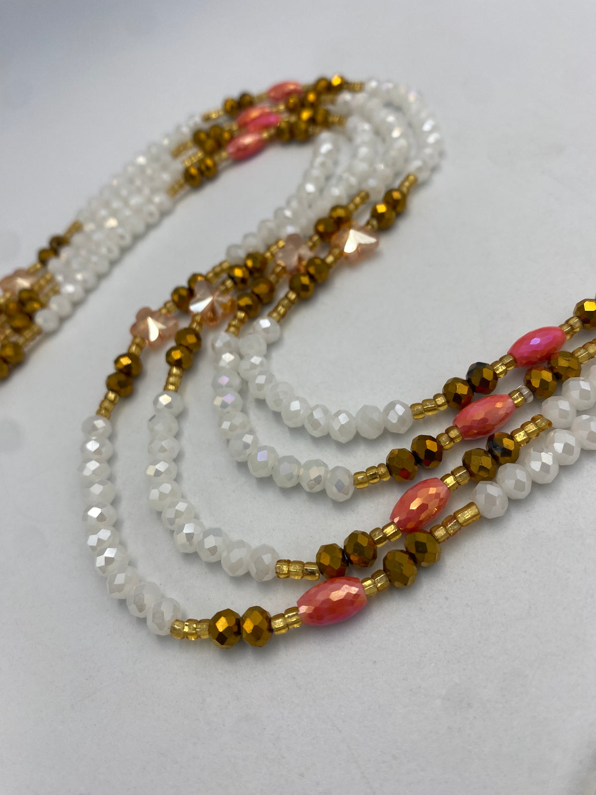 White Luxury Crystal Waist Bead 45”| 1 PC