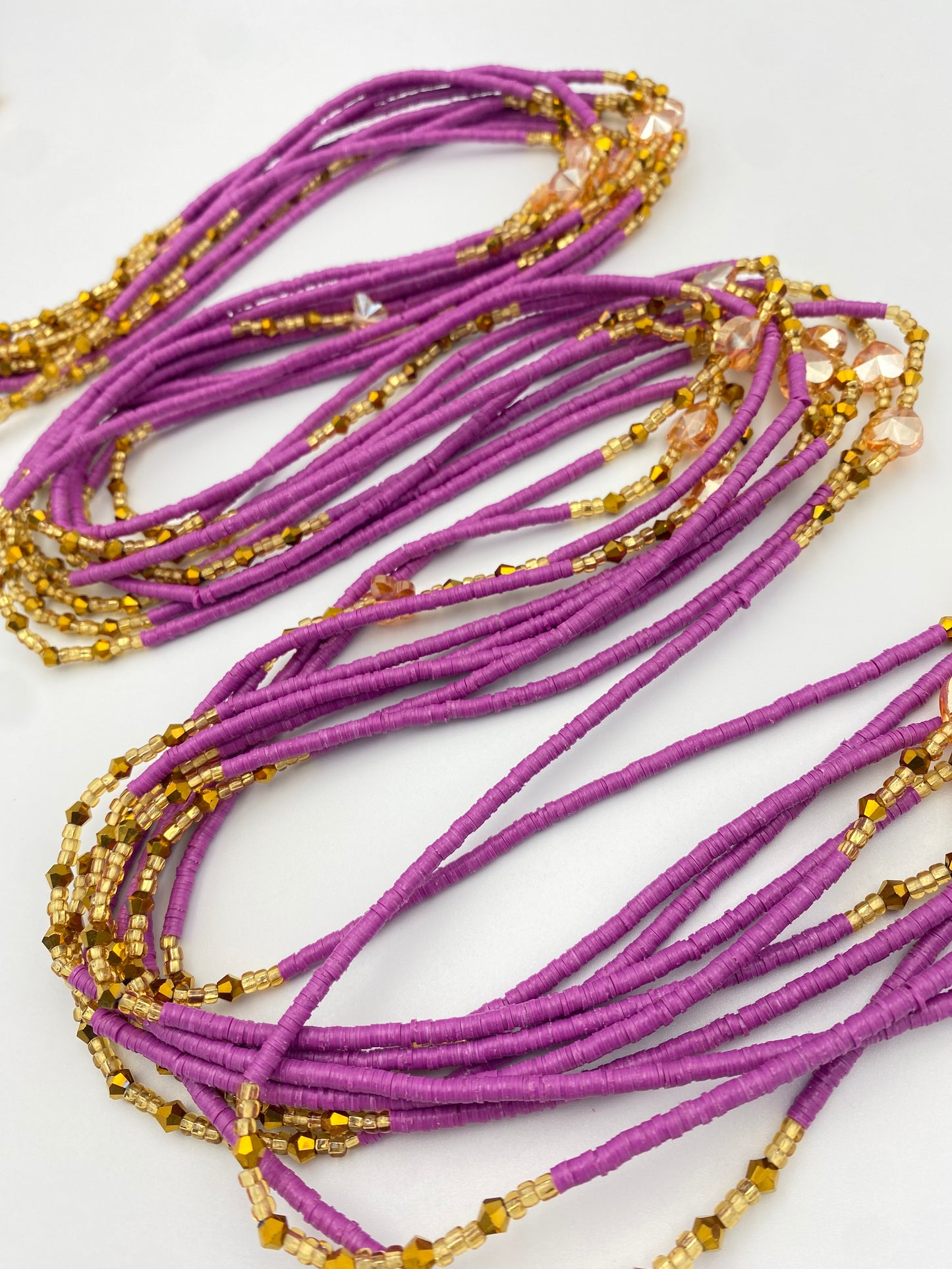 Vinyl Waist Bead- Clay beads- Flat disc waistbeads- 45”- 50”