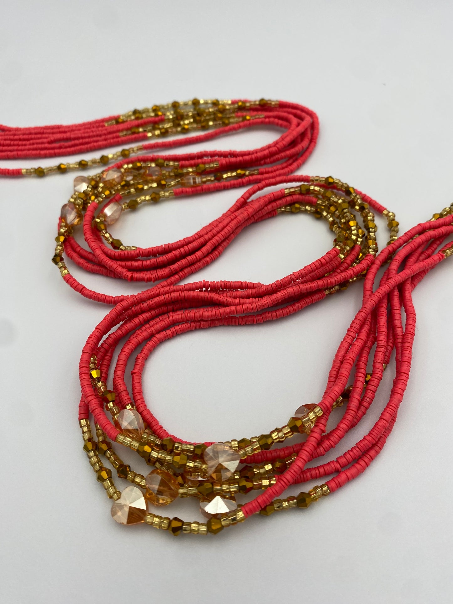 Vinyl Waist Bead- Clay beads- Flat disc waistbeads- 45”- 50”