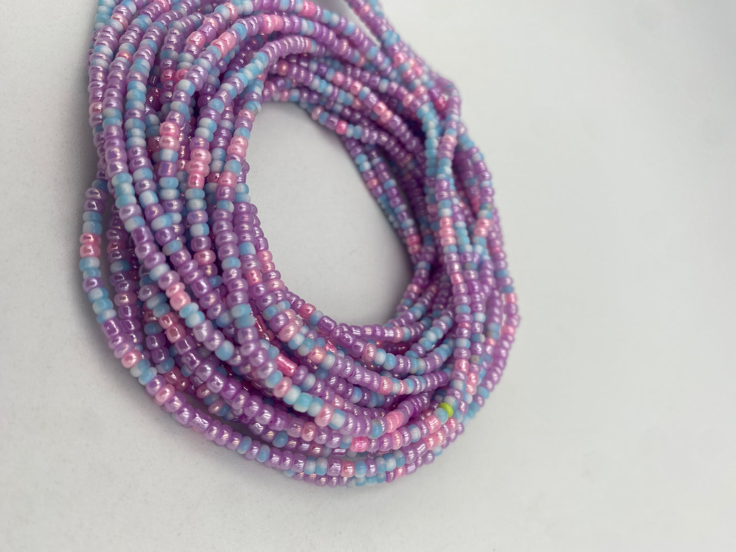 Multicolored handmade tie-on waist bead, 45-50 inches