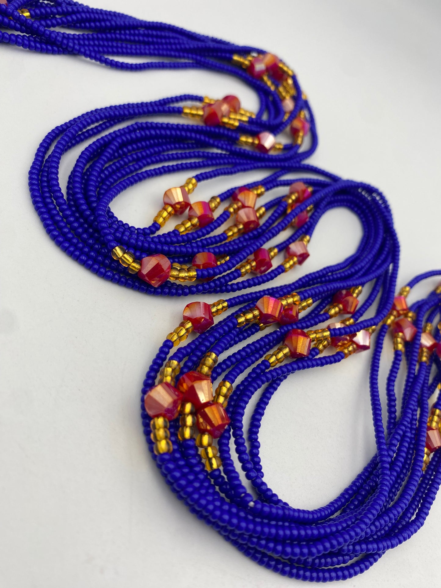 Blue & Red Waist Bead- Tie On