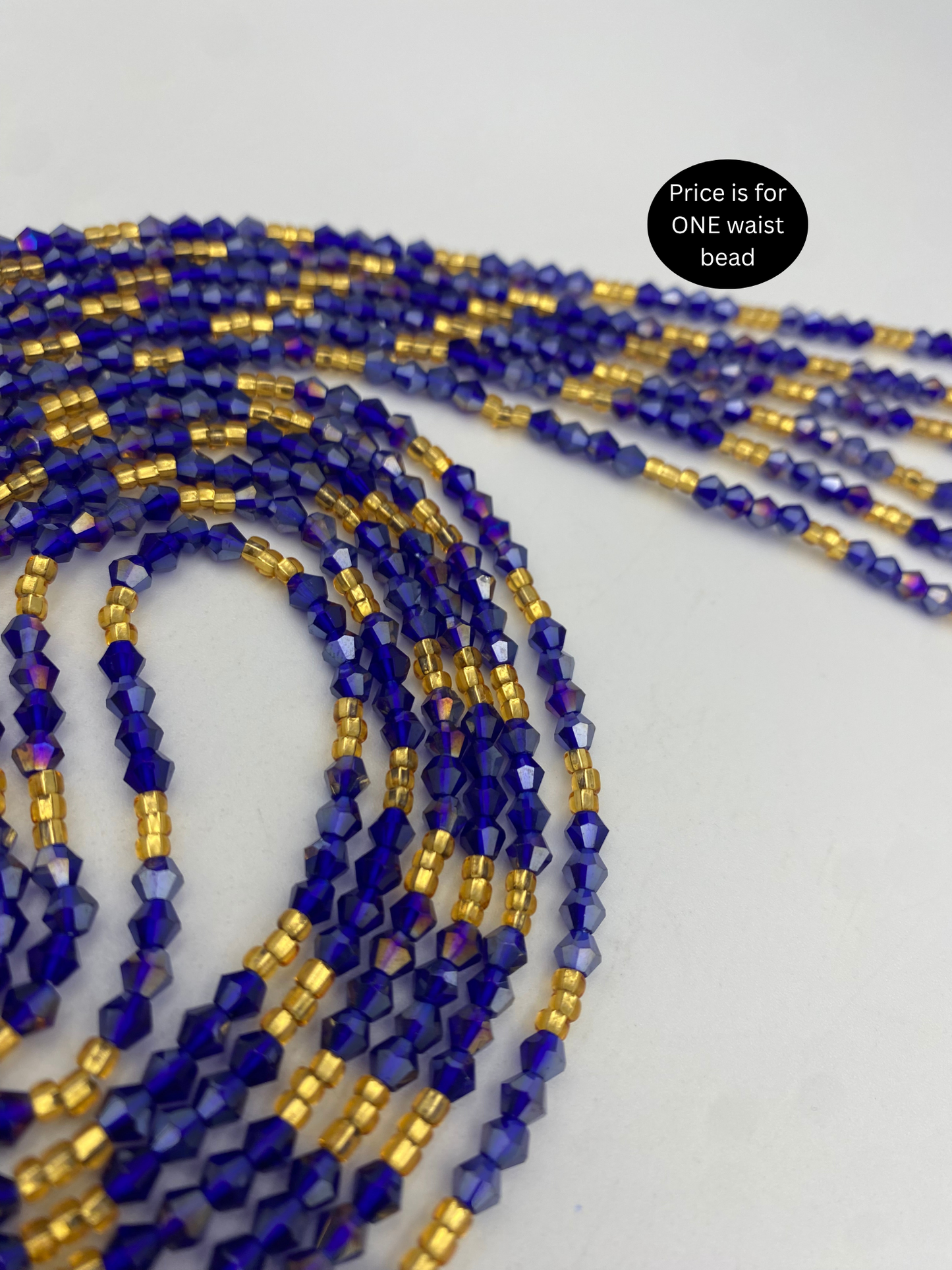 Variety of Crystal Waist Beads, Bicones, Mini crystal Waistbeads-  Choose your Color- Price Per Item - Tie On 40”-50”