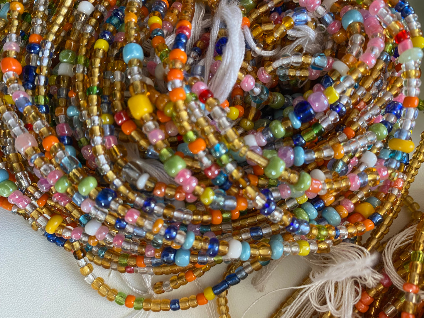 Wholesale African Waist Beads – Crystal Tie-On Strands 30”-36” (Bulk 25pcs Pack)