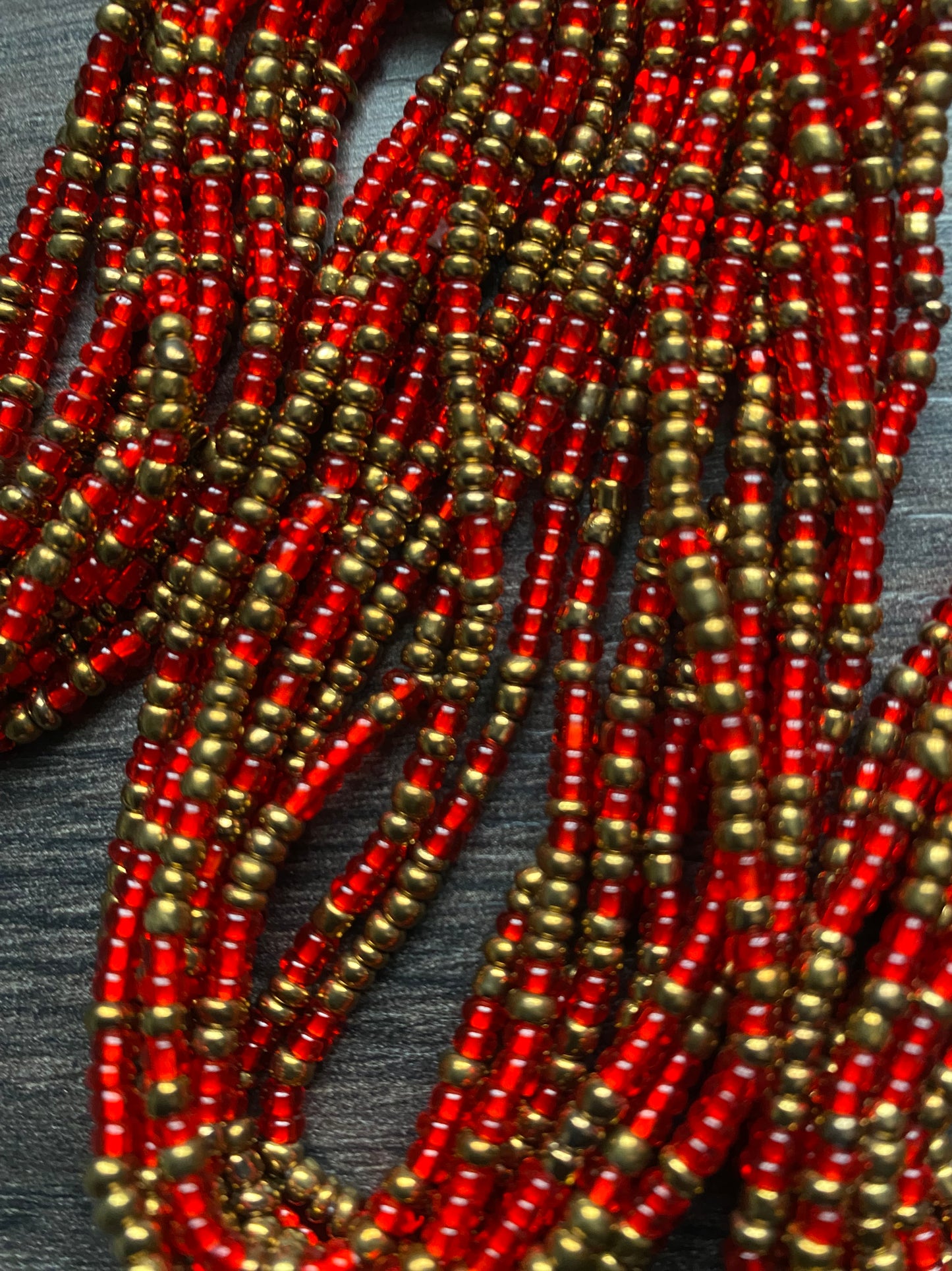 Red & Bronze Waist Bead – Luxury Tie-On Belly Beads for Women | Proverbs 31 Faith-Inspired Jewelry