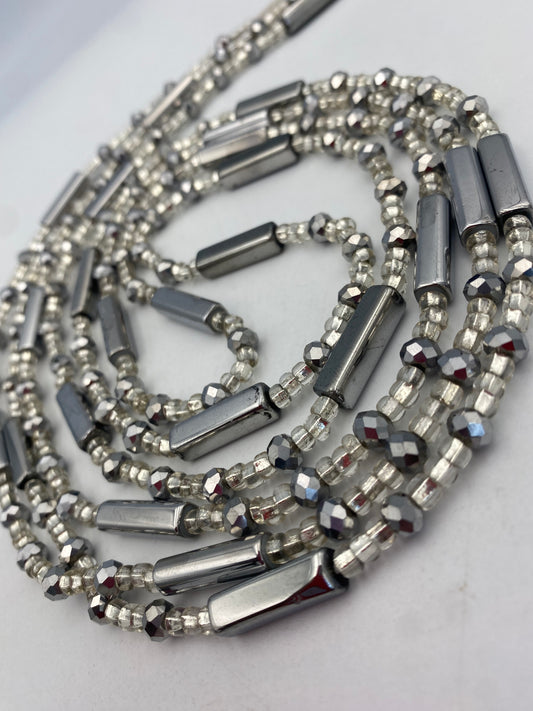 Silver crystal WaistBead | Luxury Crystal Waist Bead | Tie On | 45” -50”