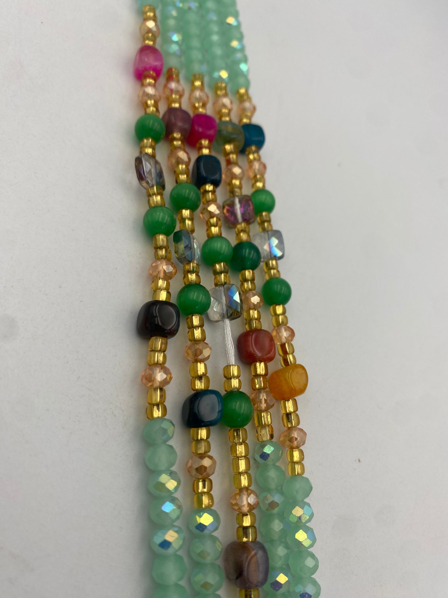 Joy~ Mint Green Crystal Waist Bead | Waist Beads – Luxury Tie-On Beaded Jewelry | Green | Body Adornment & Weight Tracking | Price Per Item | 45–Inches