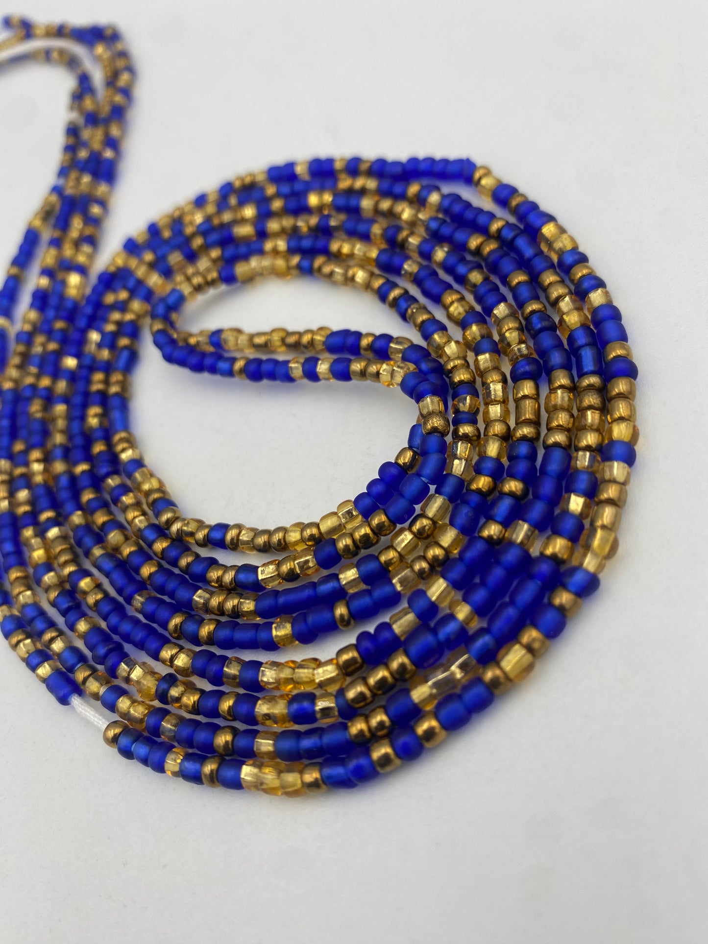 Blue & Bronze Waist Beads – Tie-On- African Waist Bead Strand for Women, 45-50 Inches Adjustable, Body Jewelry for Adornment, Promoting Body Positivty & Weight Managemen