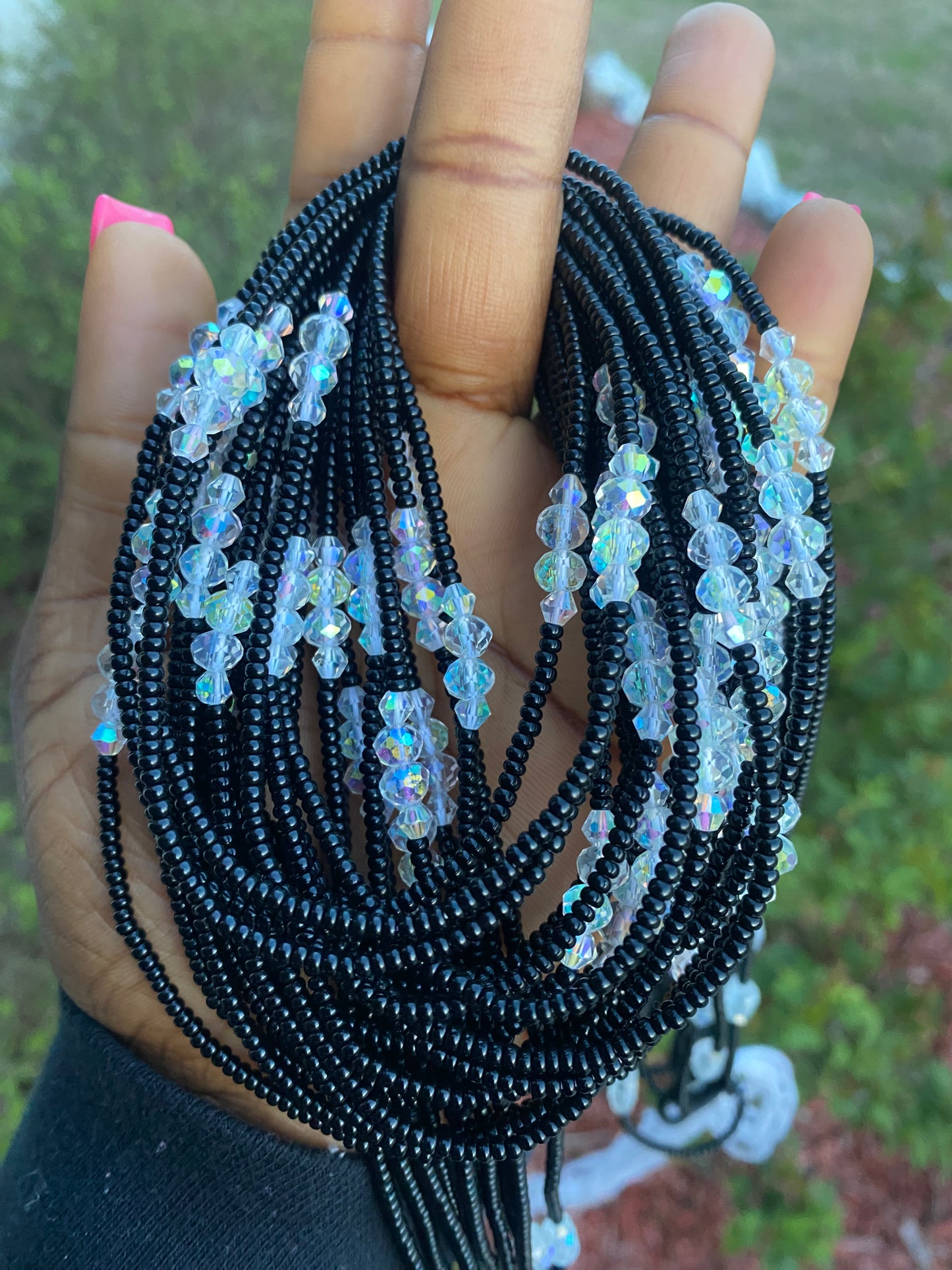 Noir Radiance- Black  Waist Beads