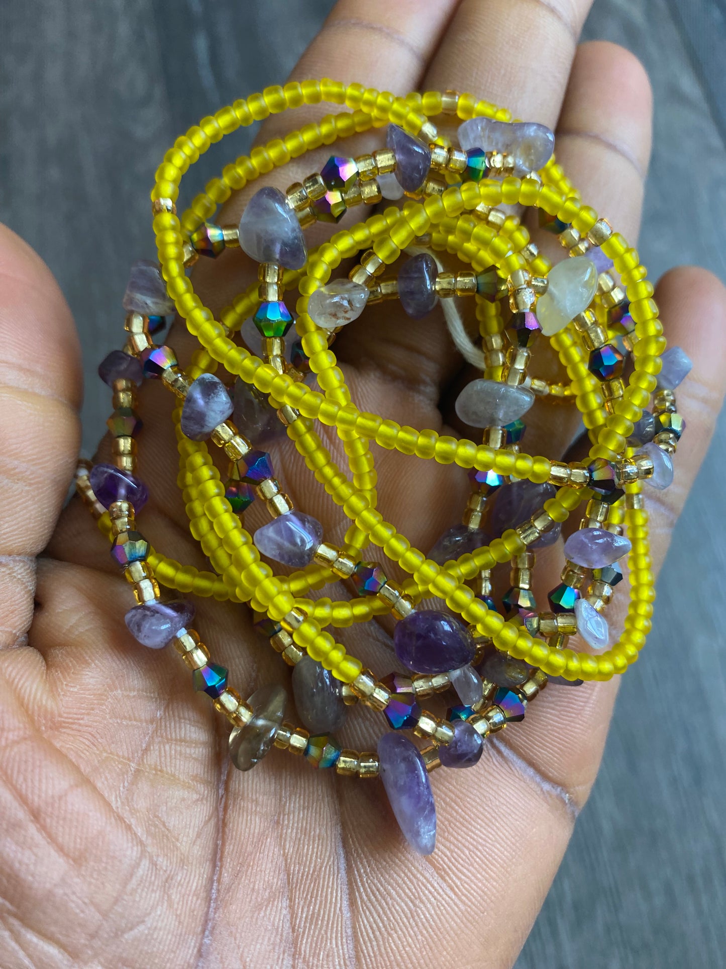Amethyst  - Yellow Waistbeads- Natural stone waistbead