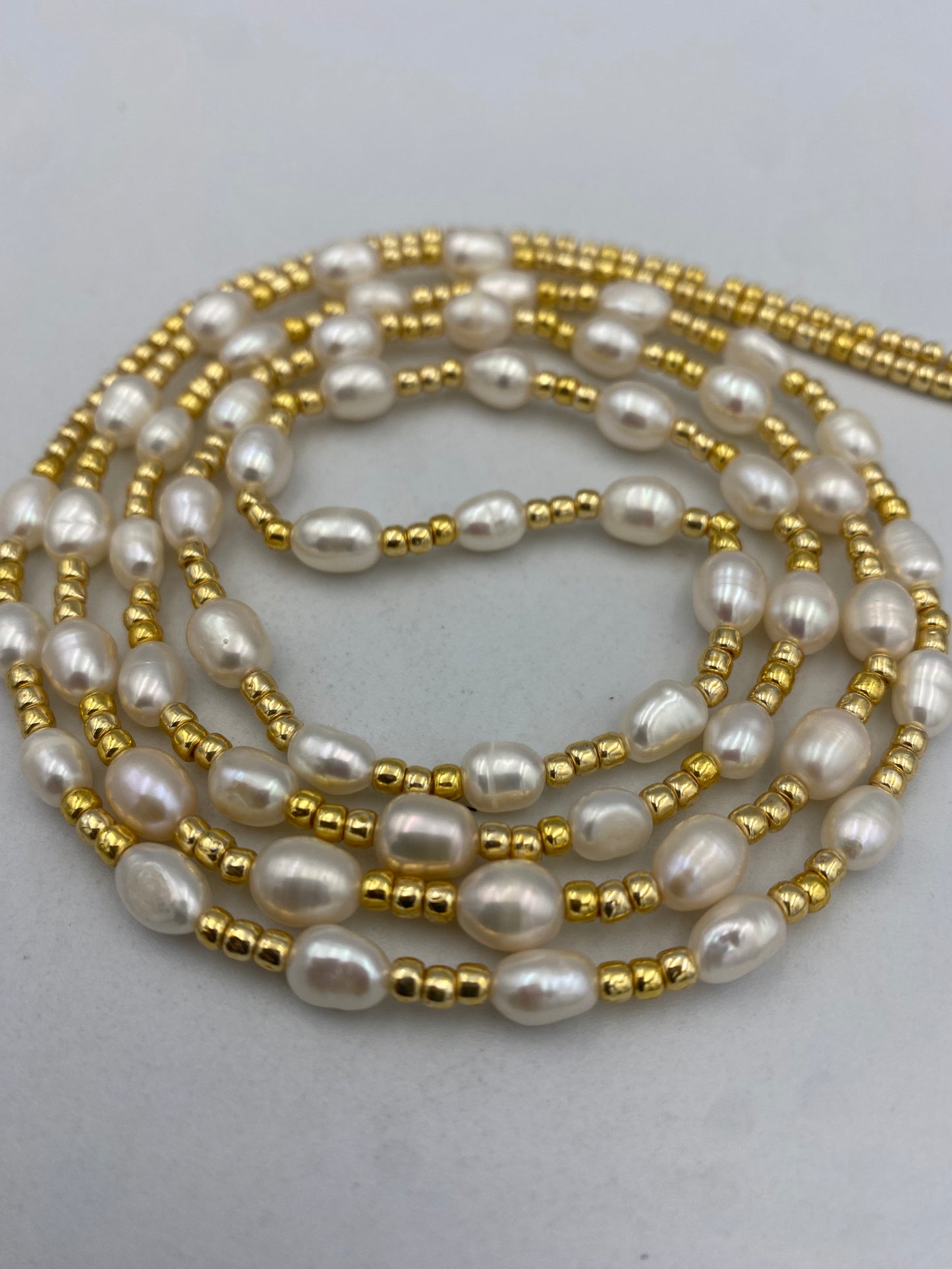 Freshwater Pearl & Crystal Waist Beads – 45” Permanent Tie-On Jewelry~ Choose Your design