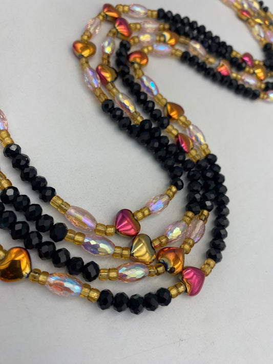 Black Crystal Waist Bead 45”| 1 PC
