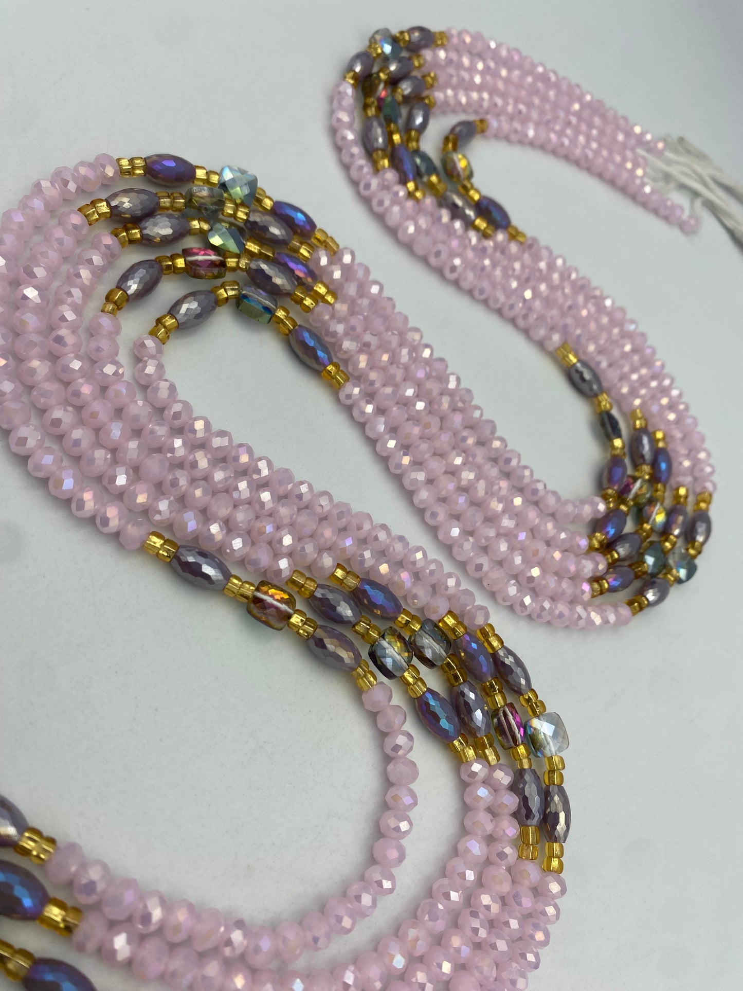 Jael ~ | Pink | Waist Bead for weightloss  |  Waist Beads – Luxury Tie-On Beaded Jewelry  | Crystal & Silver with Pink| Body Adornment & Weight Tracking- 45–Inches