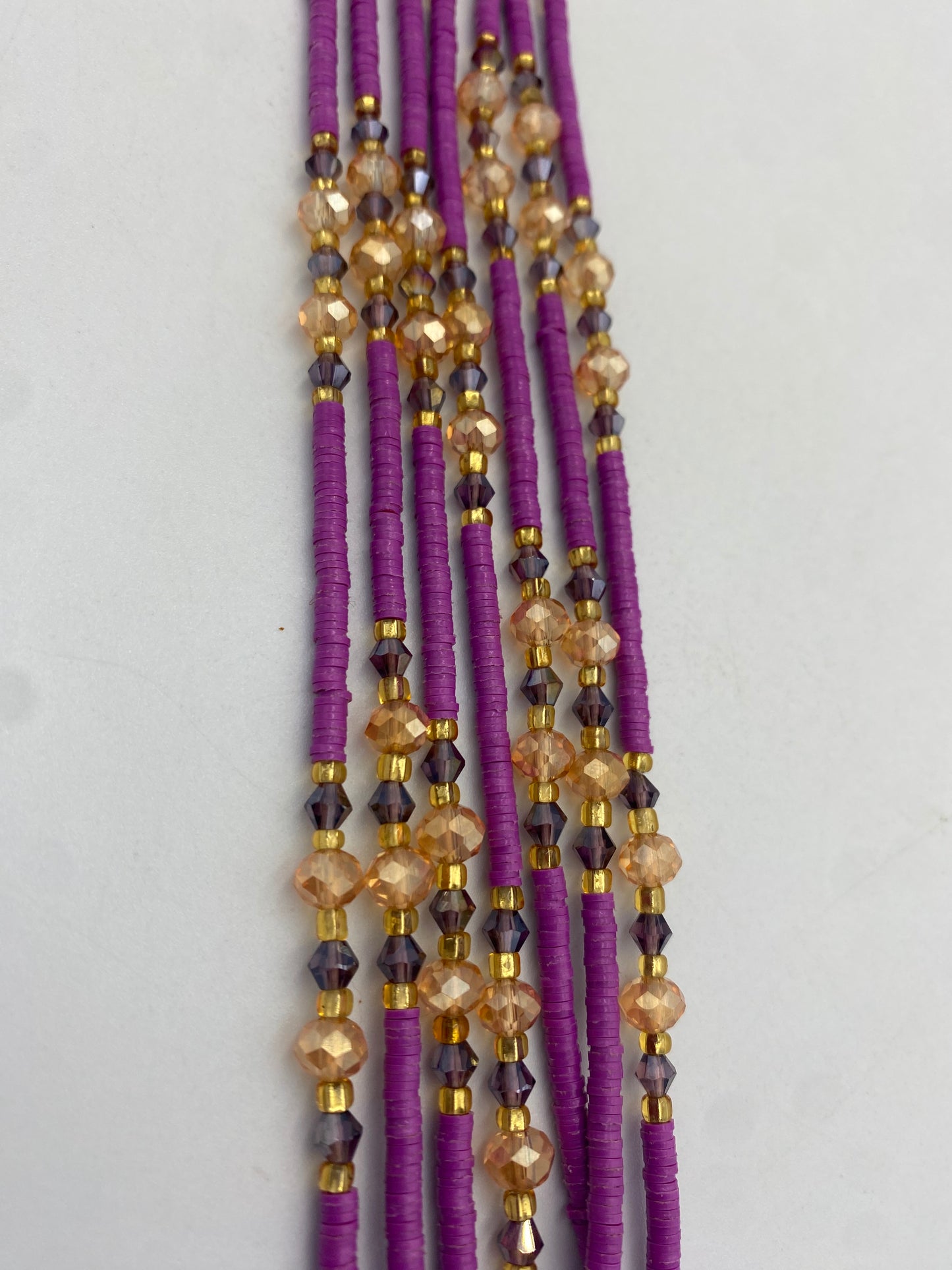 Vinyl Flat Disc Waist Bead | Clay Beads African Waist Beads | Adjustable Tie-On 45”–50”