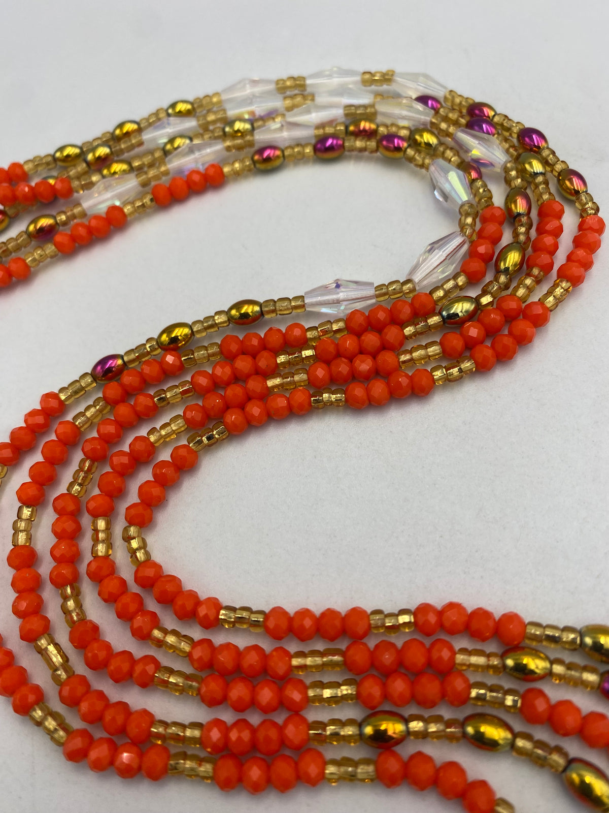 Orange Mini Crystal Waist Bead 45”| 1 PC