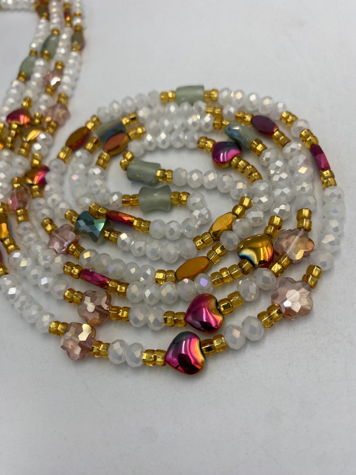 White Luxury Crystal Waist Bead 45”| 1 PC