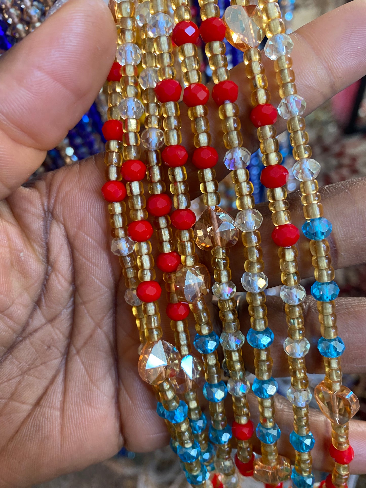 Wholesale African Waist Beads – Crystal Tie-On Strands 45”–50” (Bulk 25pcs Pack)