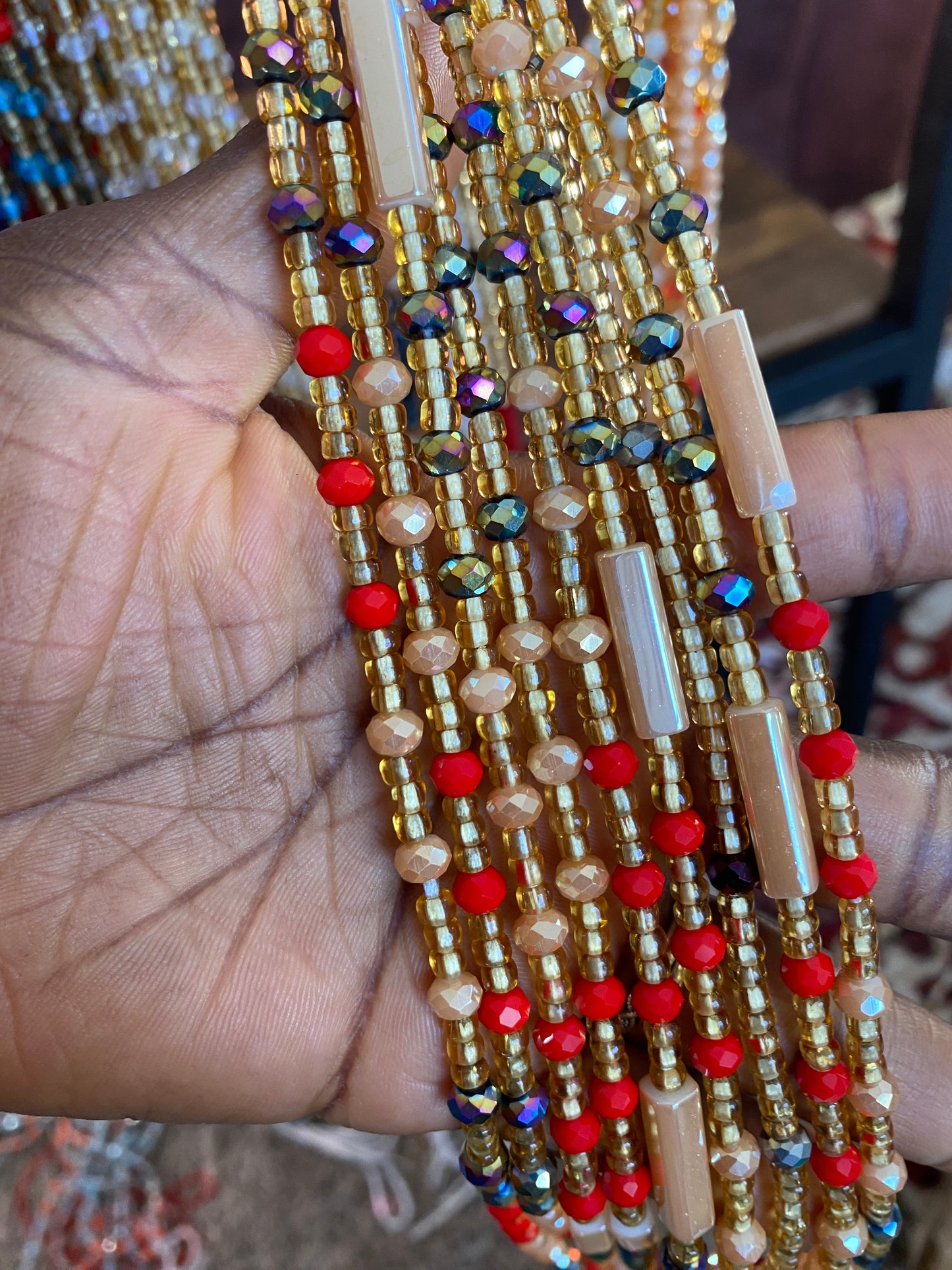 Wholesale African Waist Beads – Crystal Tie-On Strands 45”–50” (Bulk 25pcs Pack)