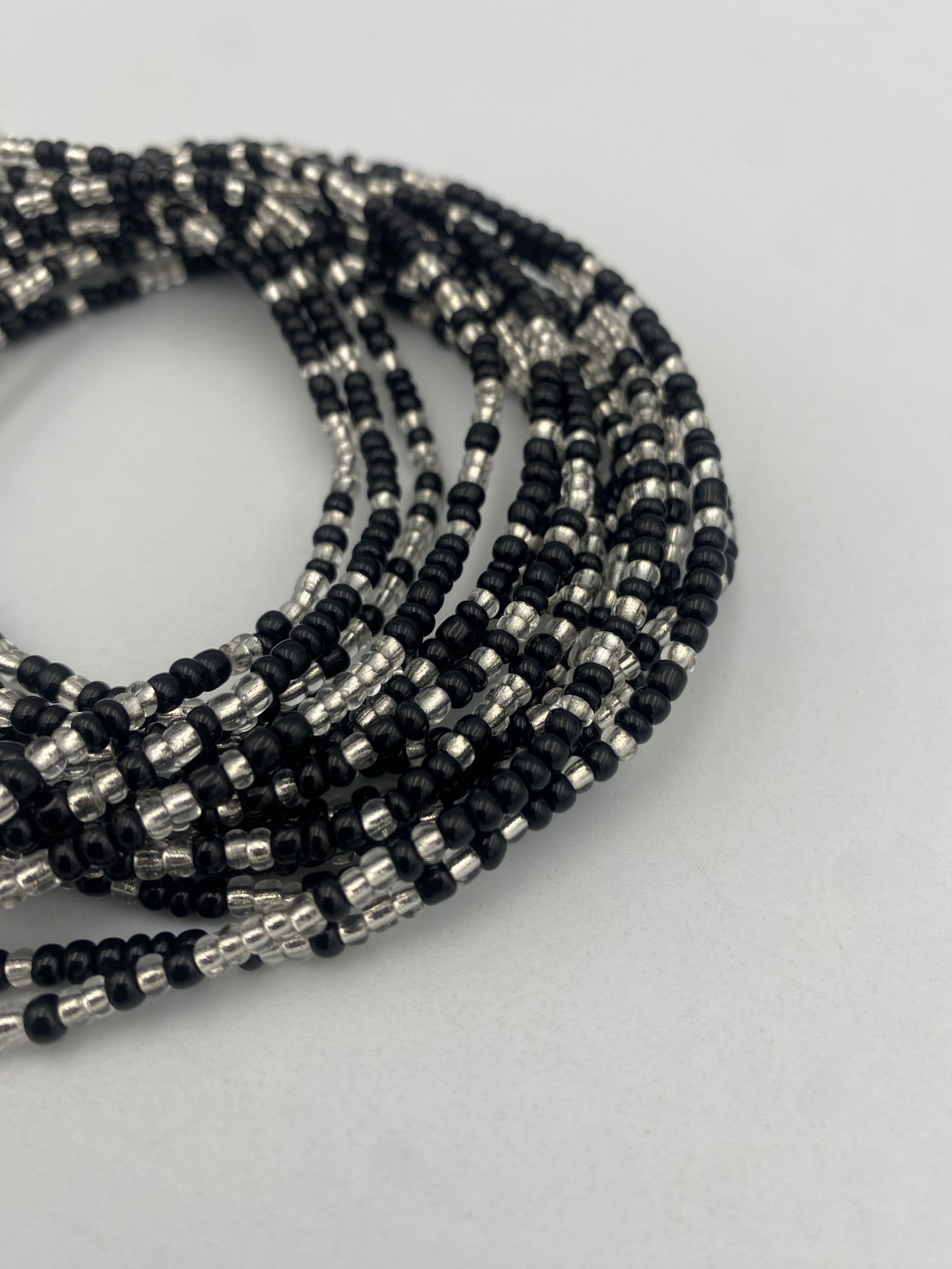 Black and Silver- Tie On Waist Bead