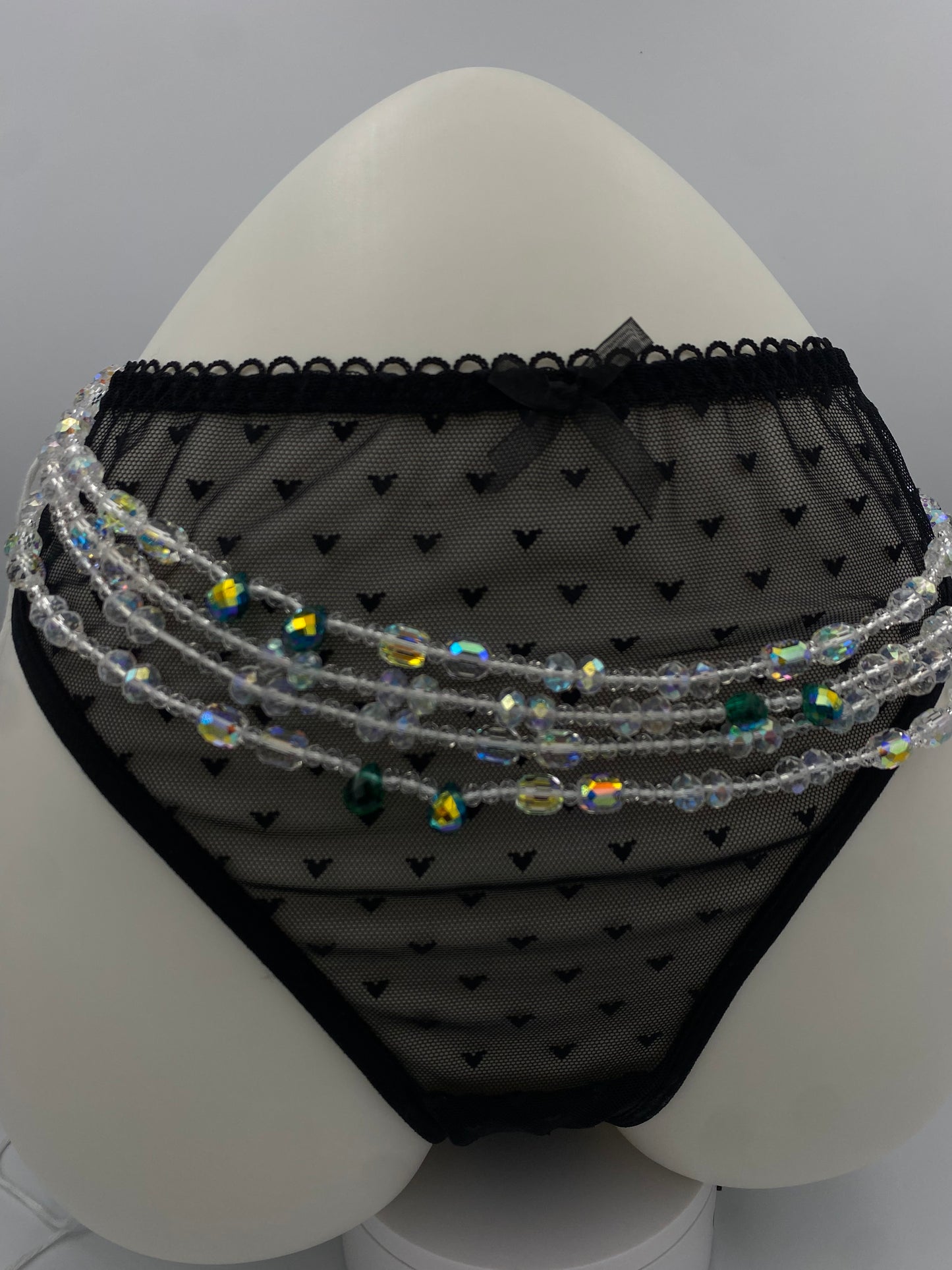 Emerald Snowflakes Waist Beads – Luxury Tie-On Beaded Jewelry (45–50 Inches) | Crystal & Emerald Green Beads | Body Adornment & Weight Tracking