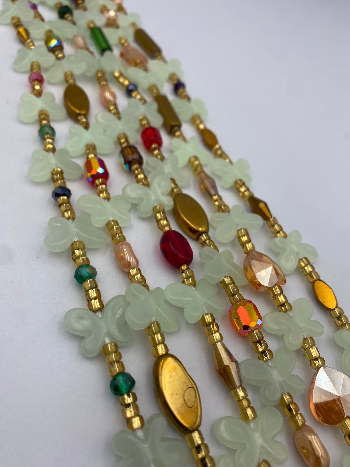 Subtle Glow in the dark Waist Beads- Blue and - Butterfly waistbeads-Tie On 45"- 50"- Price Per Waist Bead- Add to Cart Now