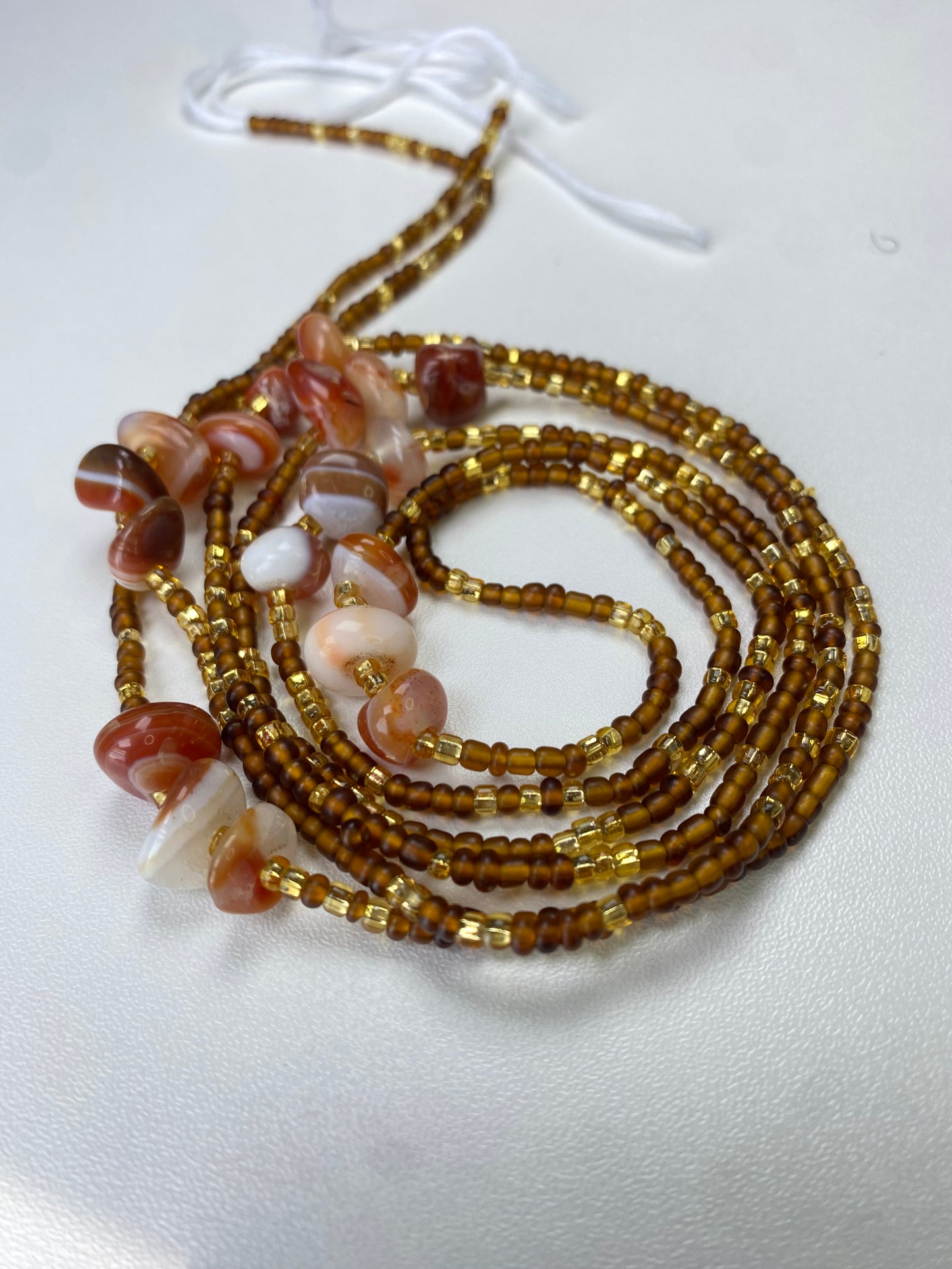 Carnelian Agate~ Luxury Crystal Waistbeads- carnelian waistBeads- Natural stone WaistBead