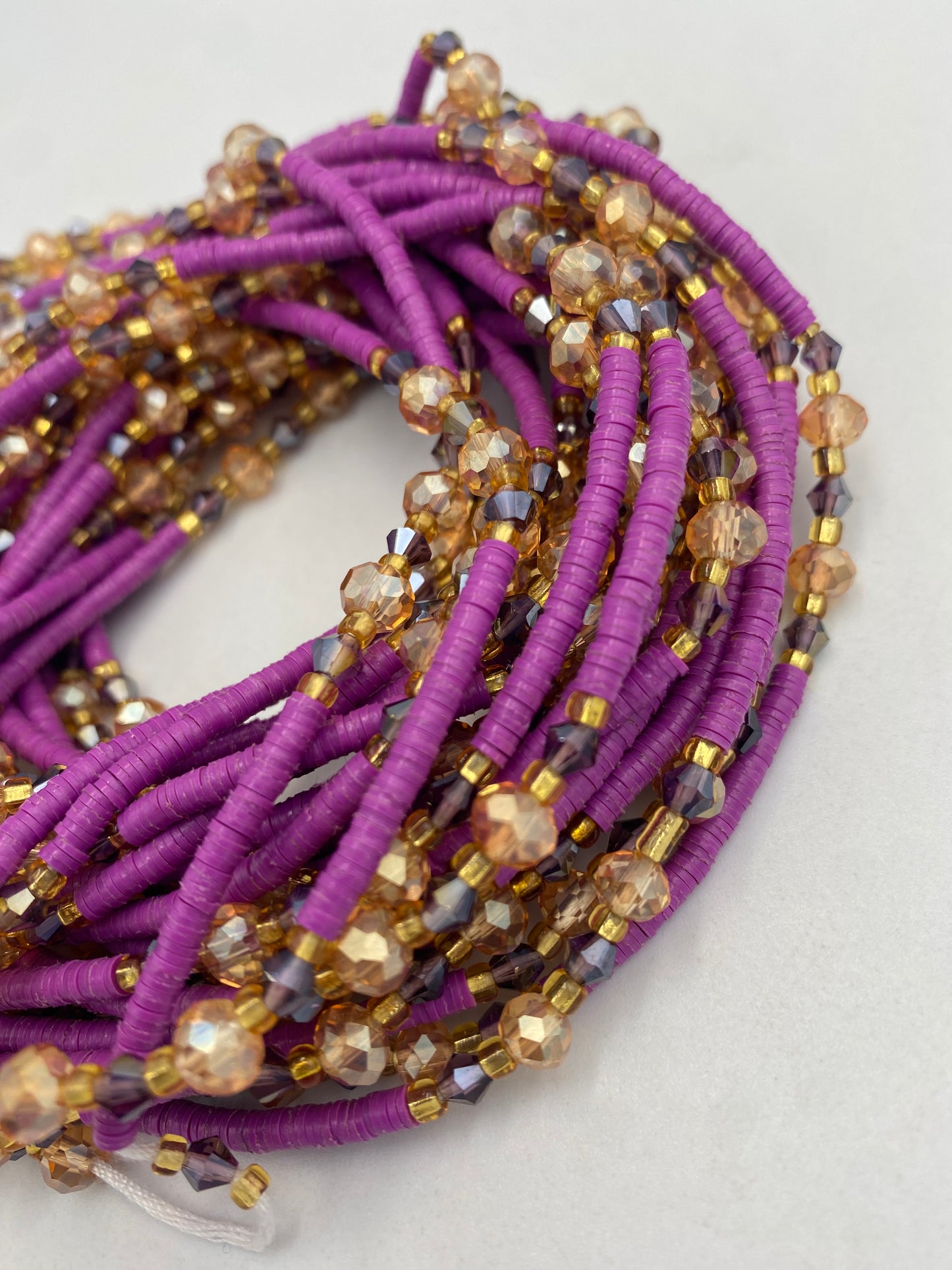Vinyl Flat Disc Waist Bead | Clay Beads African Waist Beads | Adjustable Tie-On 45”–50”
