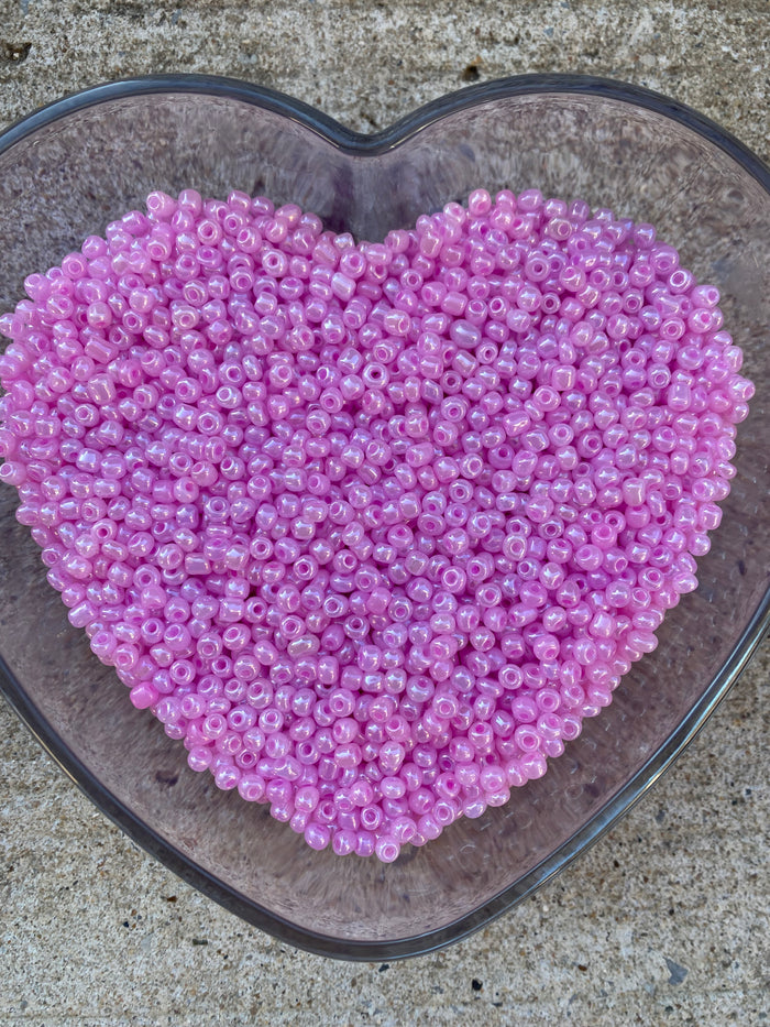 Light bubblegum pink - Soft Pearly Pink Seed Bead Mix - 4mm- 6/0 Glass Seed Beads For Jewelry Making,  DIY Waist beads, Bracelet Necklace Earrings 450 grams
