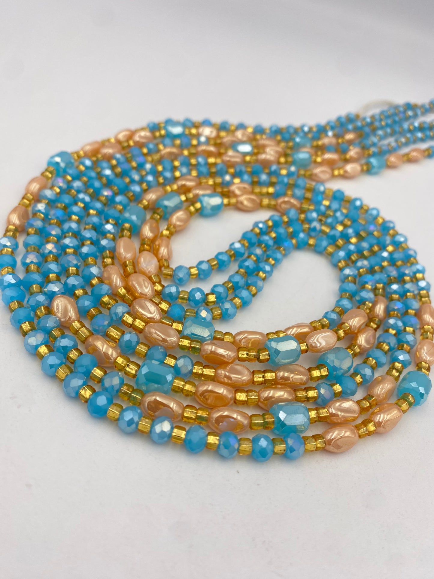 Blue Crystal Waist Bead- Tie on