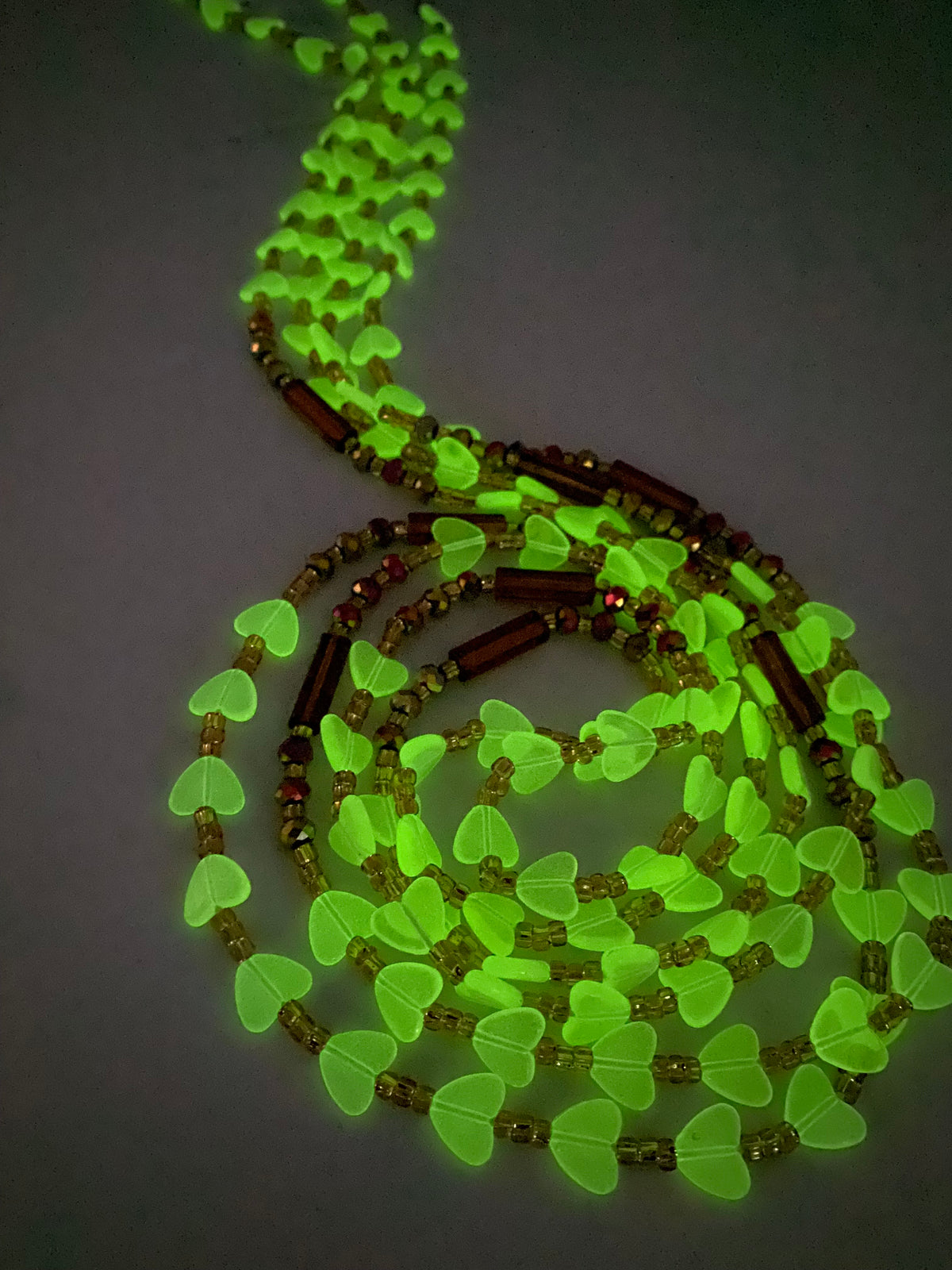Subtle Glow in the dark Heart|Love  Waist Beads