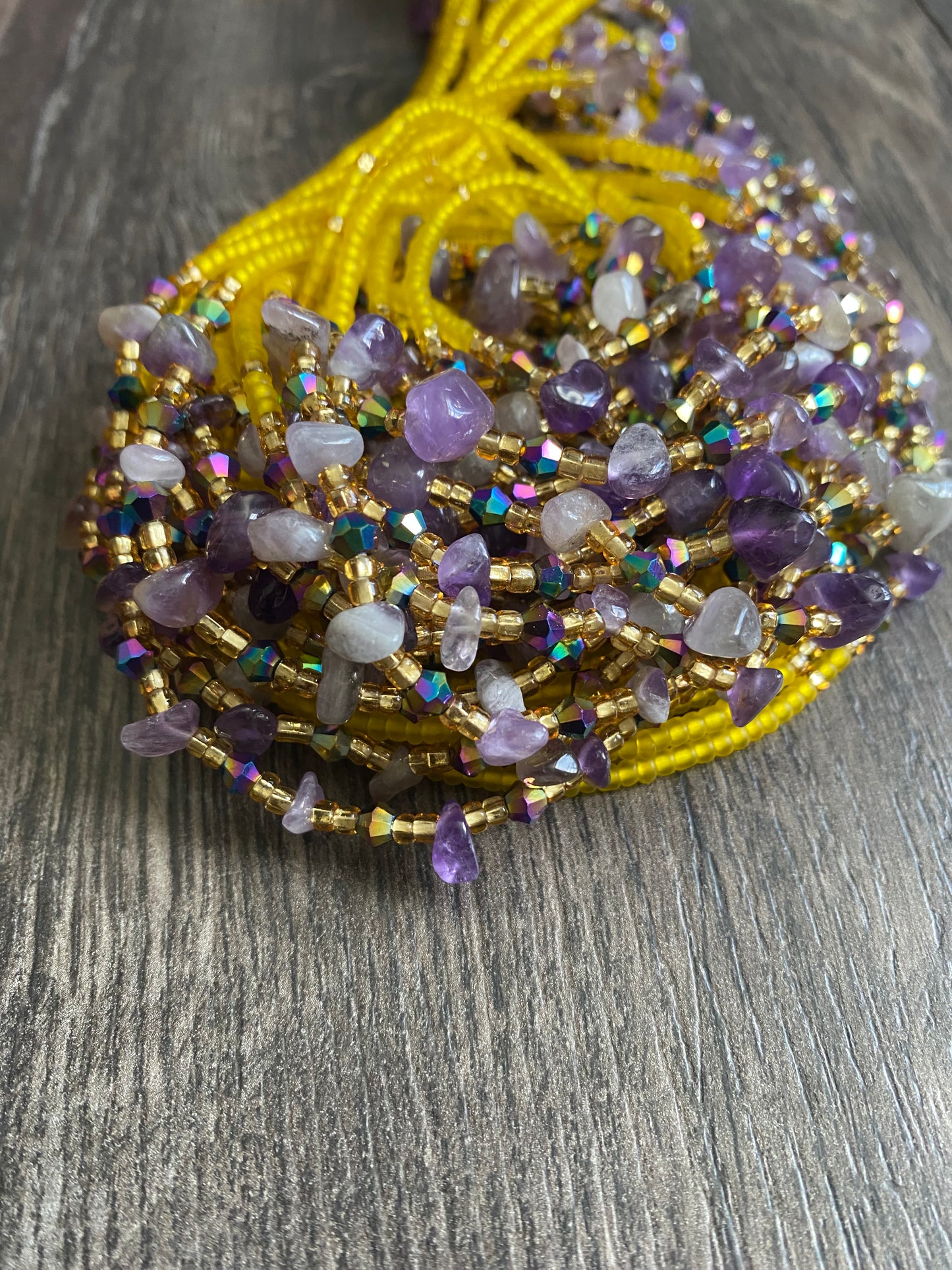 Amethyst  - Yellow Waistbeads- Natural stone waistbead